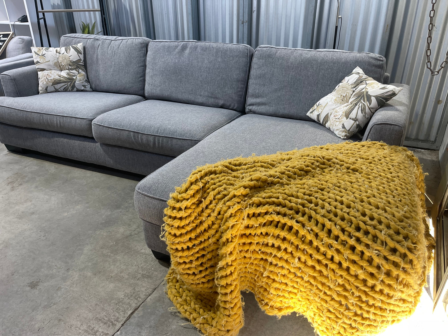 Excellent Condition
- Cool Gray Colour - FARMERS LUCA MAX BRANDED - 3.5 Seater L Shape Sofa