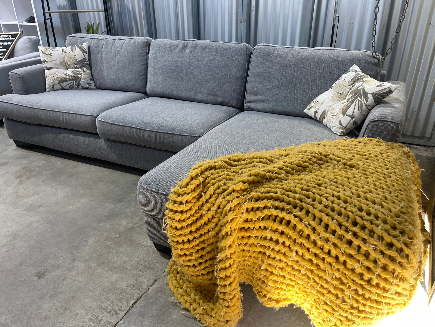 Excellent Condition
- Cool Gray Colour - FARMERS LUCA MAX BRANDED - 3.5 Seater L Shape Sofa