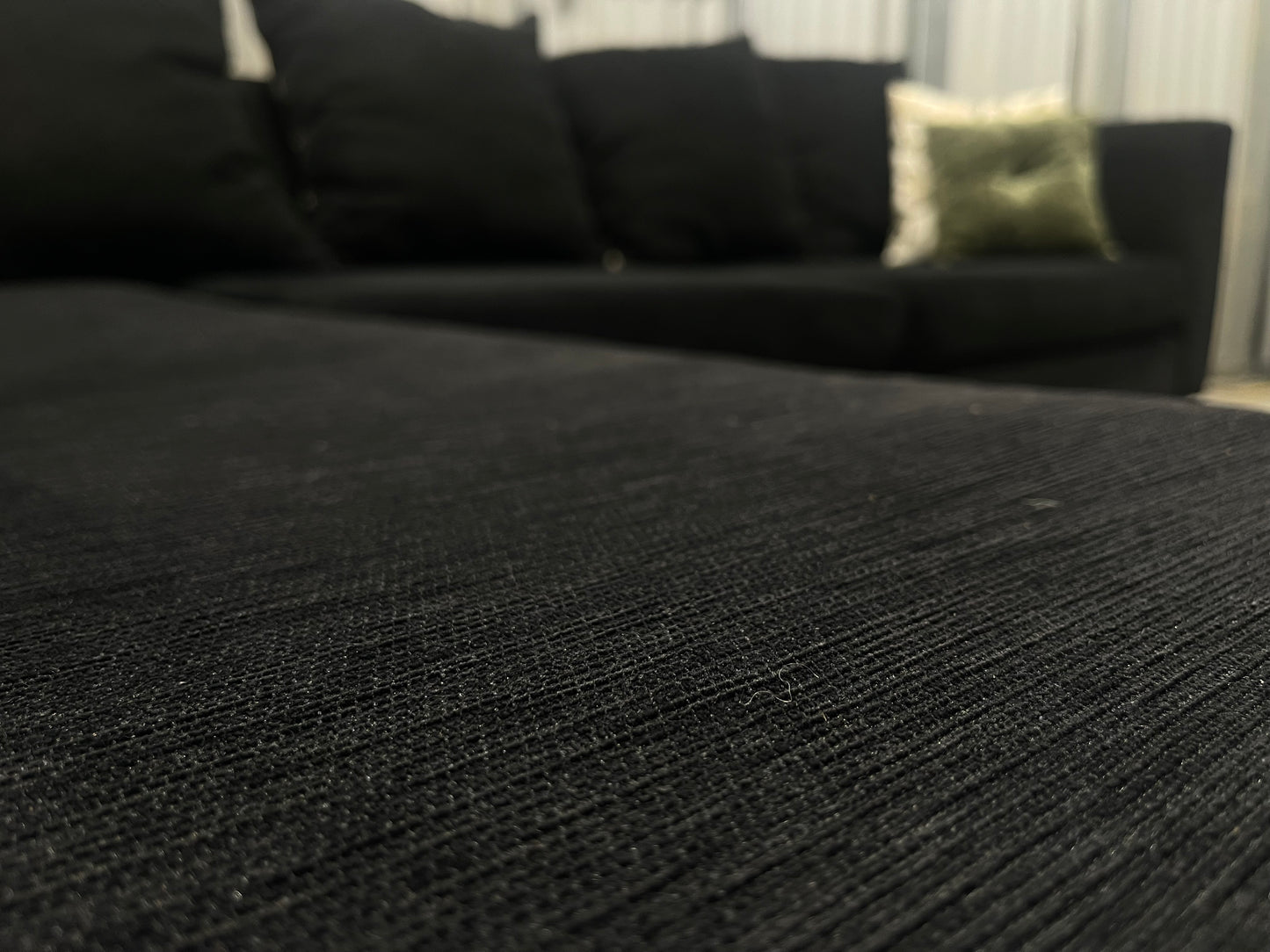 Excellent Condition
- Charcoal Black WARWICK FABRIC - 5 Seater Corner With Chaise Sofa