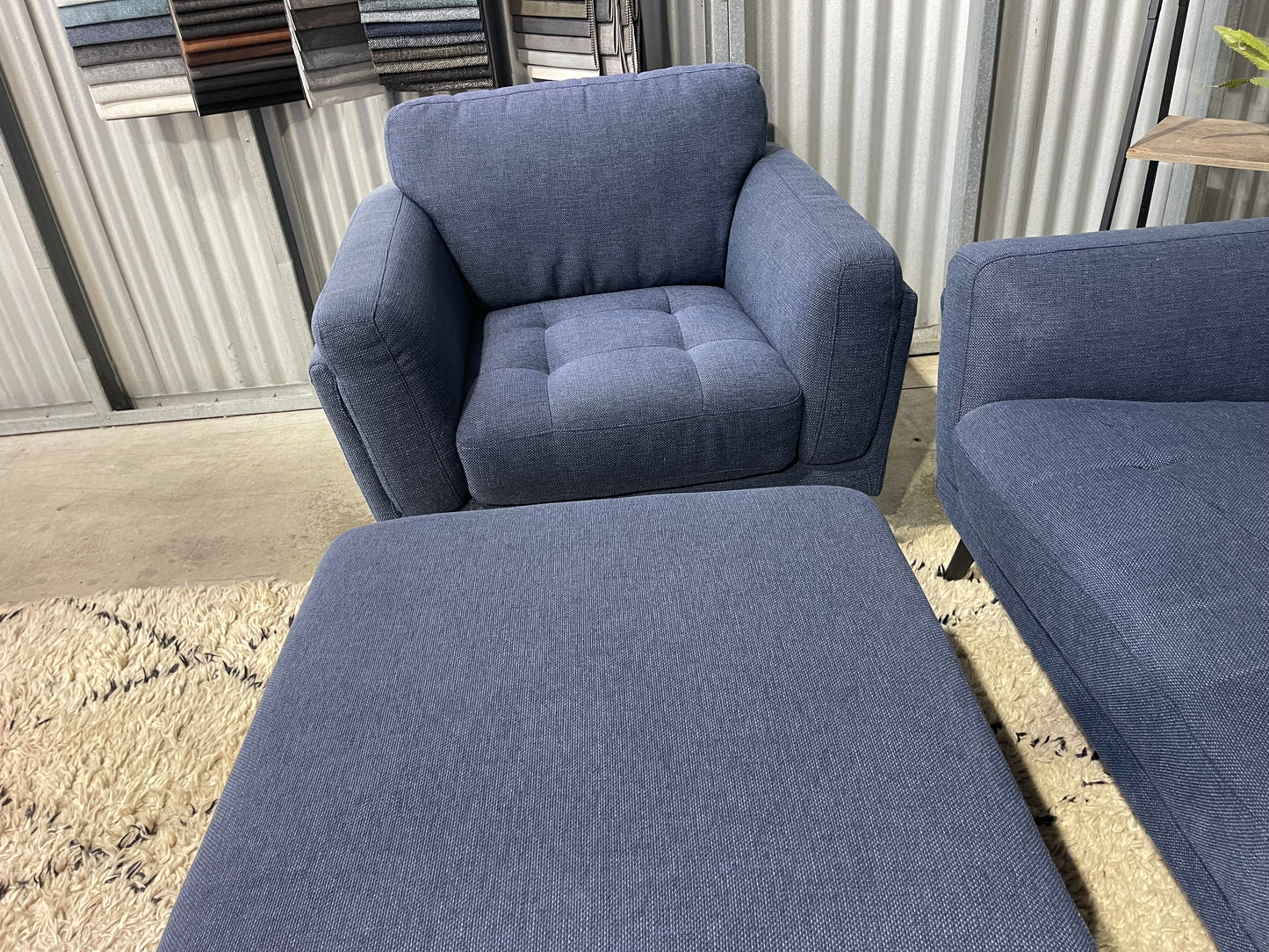 FARMERS 3 SEATER + SINGLE CHAIR + OTTOMAN