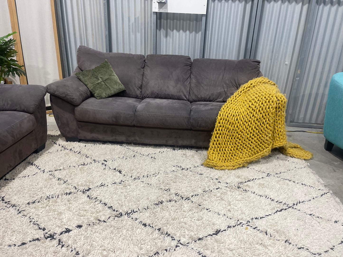 Excellent Condition - LEATHER WORLD BRANDED - SUEDE Woodland Brown Colour - 3 + 2 Seater Lounge Suite