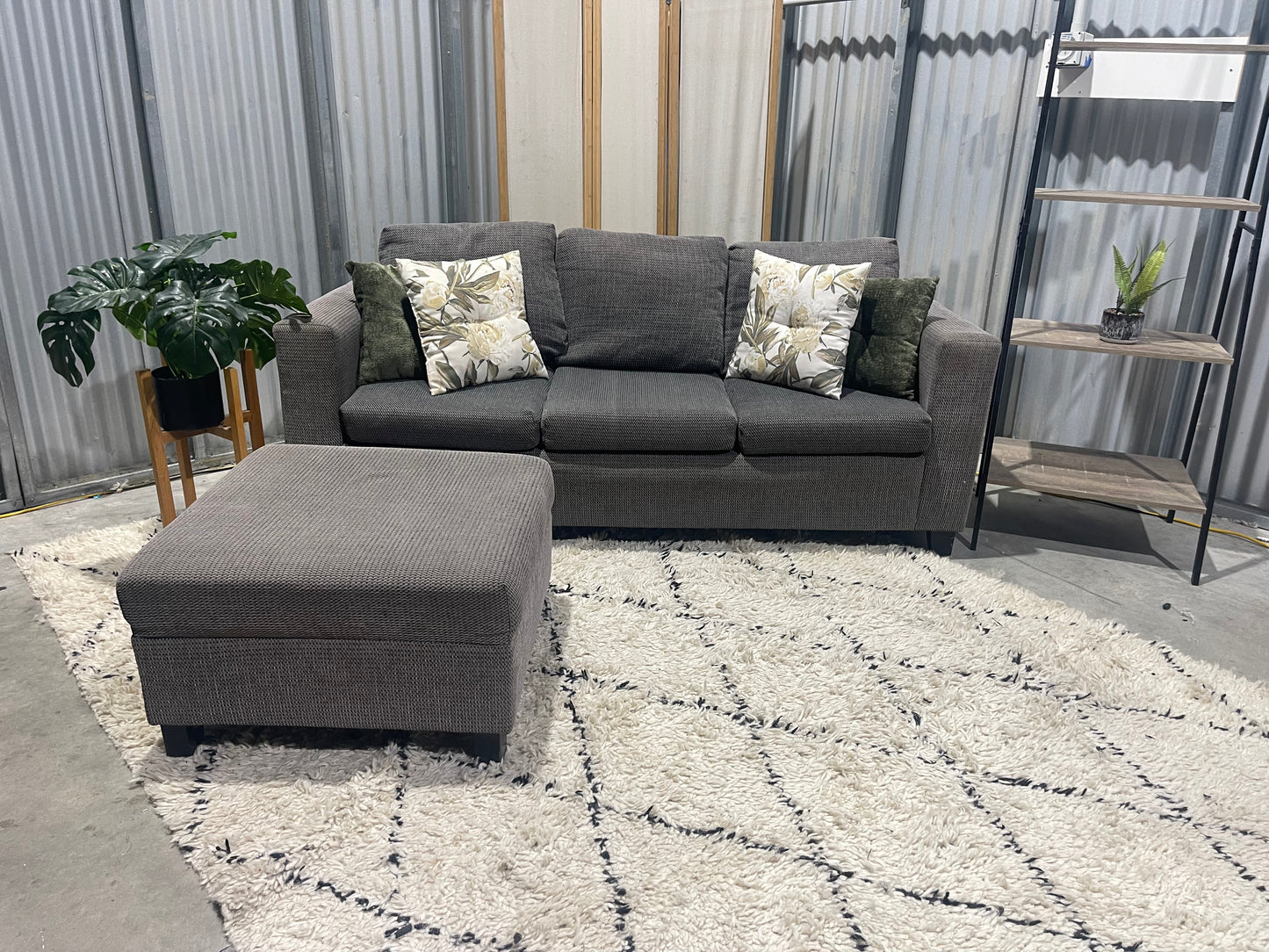 Great Condition
- NZ Made - Stone Grey Colour - 3 Seater Sofa + Ottoman