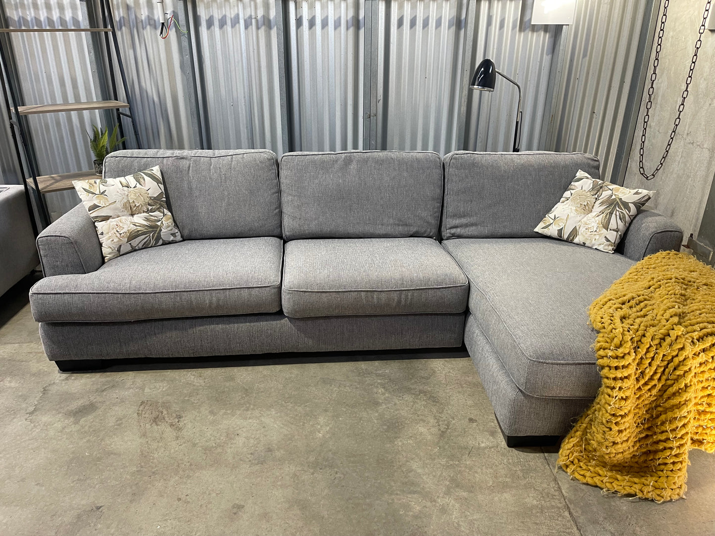 Excellent Condition
- Cool Gray Colour - FARMERS LUCA MAX BRANDED - 3.5 Seater L Shape Sofa