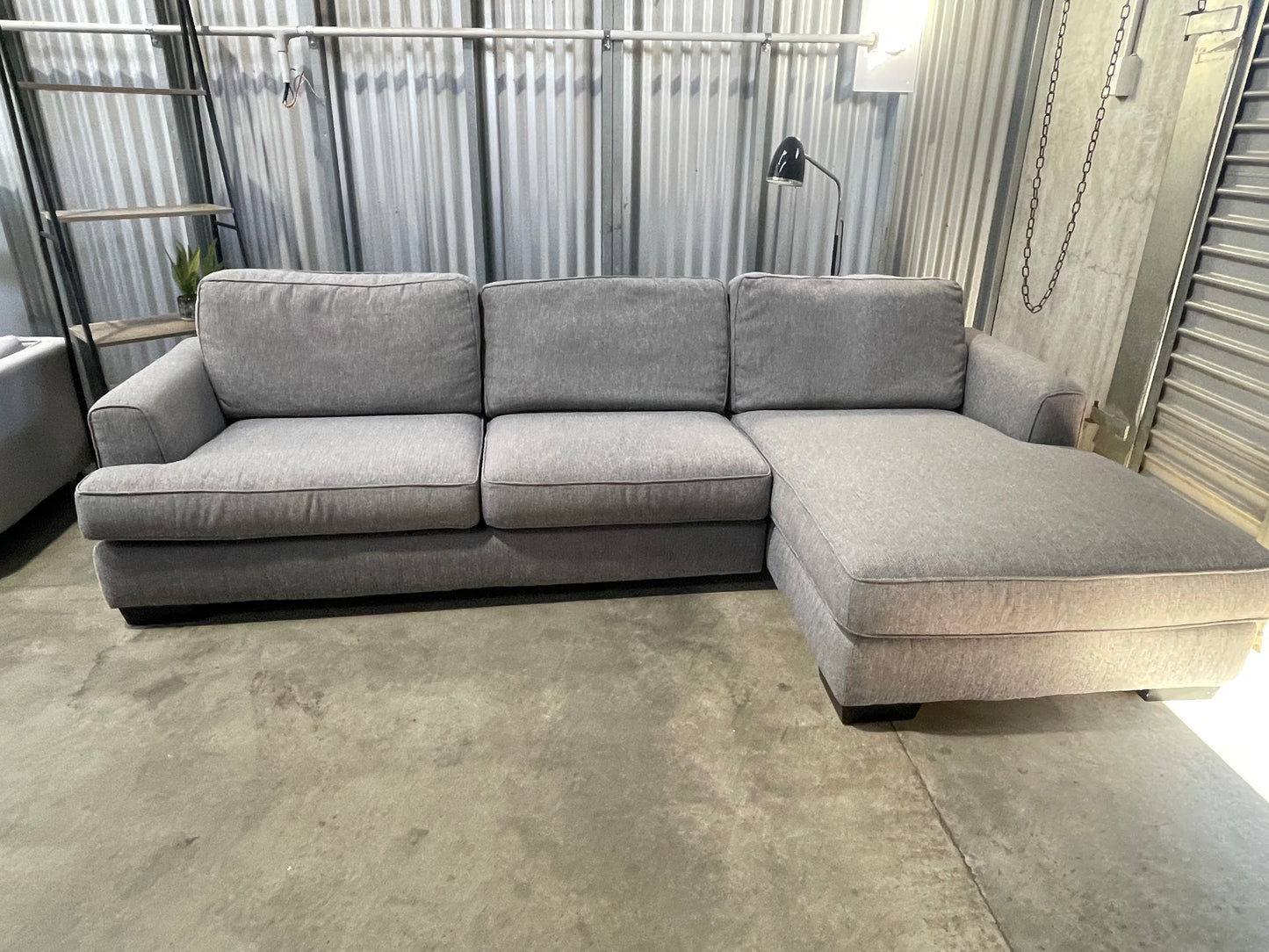 Excellent Condition
- Cool Gray Colour - FARMERS LUCA MAX BRANDED - 3.5 Seater L Shape Sofa