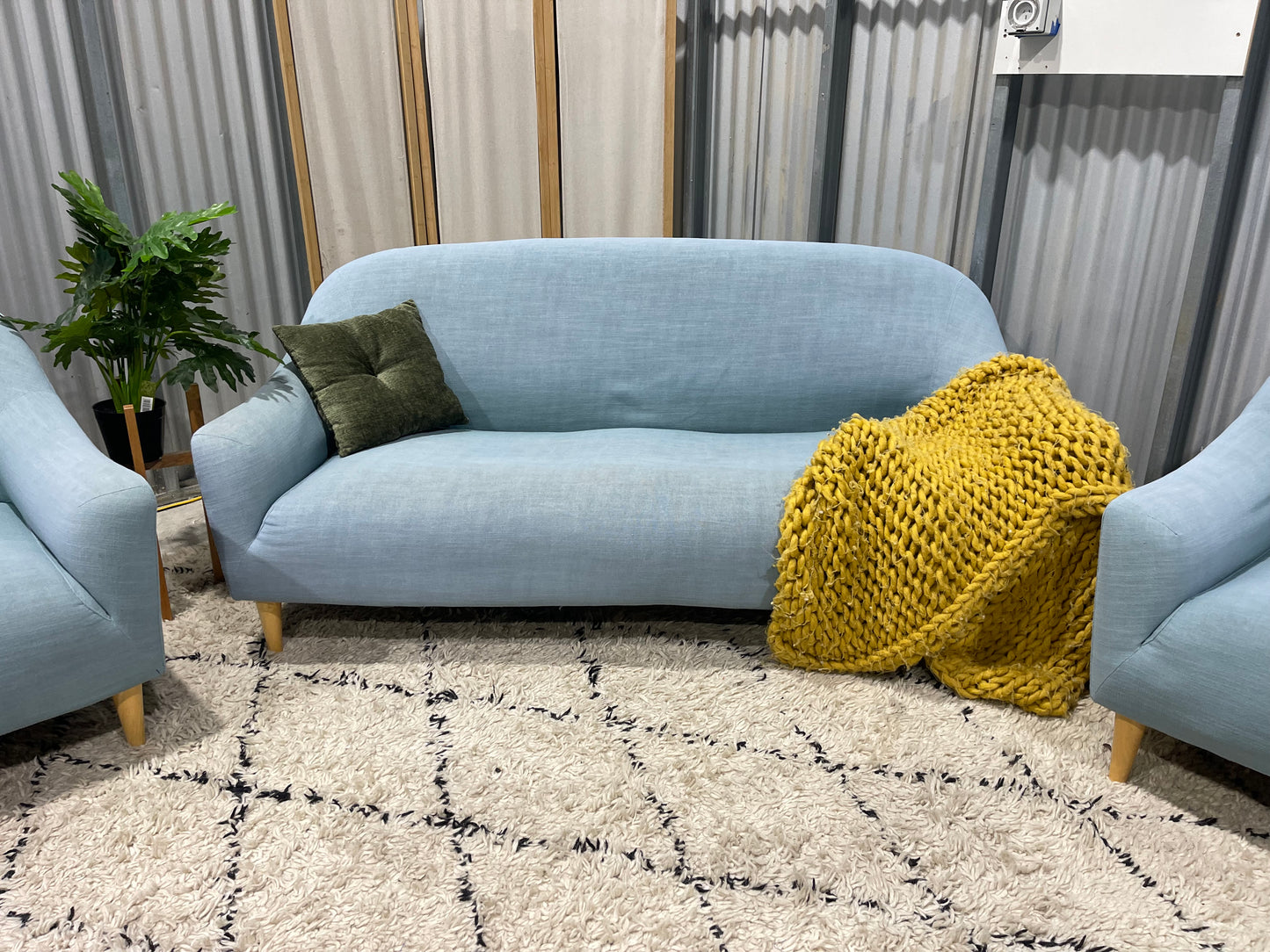 !!!FREE DELIVERY!!! π π¦ Great Condition - Sky Blue Colour Colour - 3 + 1 + 1 Seater Lounge Suite