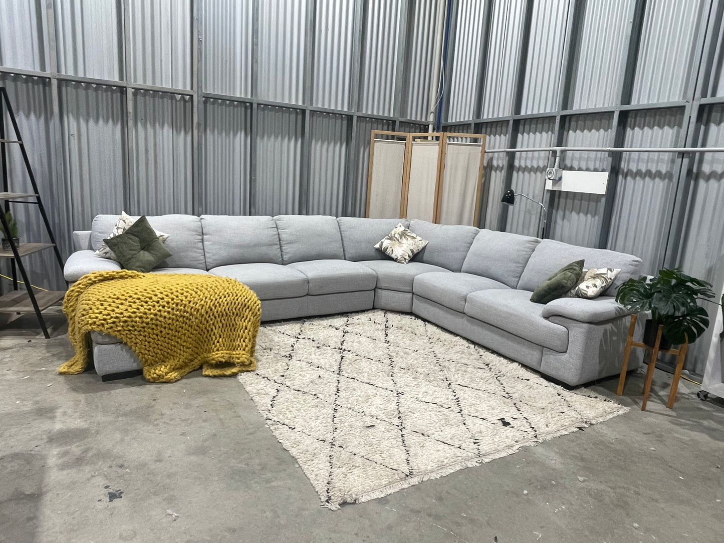 Excellent Condition
- BIGSAVE FURNITURE BRANDED - Stone Gray Colour - 7 Seater Corner with Chaise Modular Lounge Suite