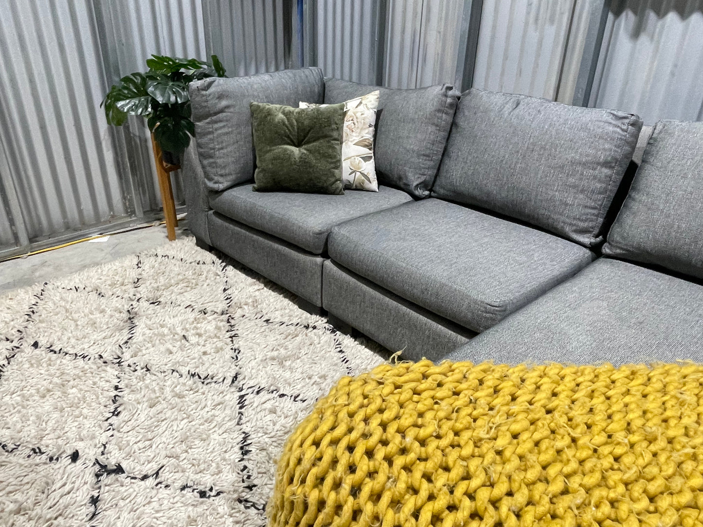 Excellent Condition
- NZ Made Stone Gray Colour - 3 Seater L Shape Sofa