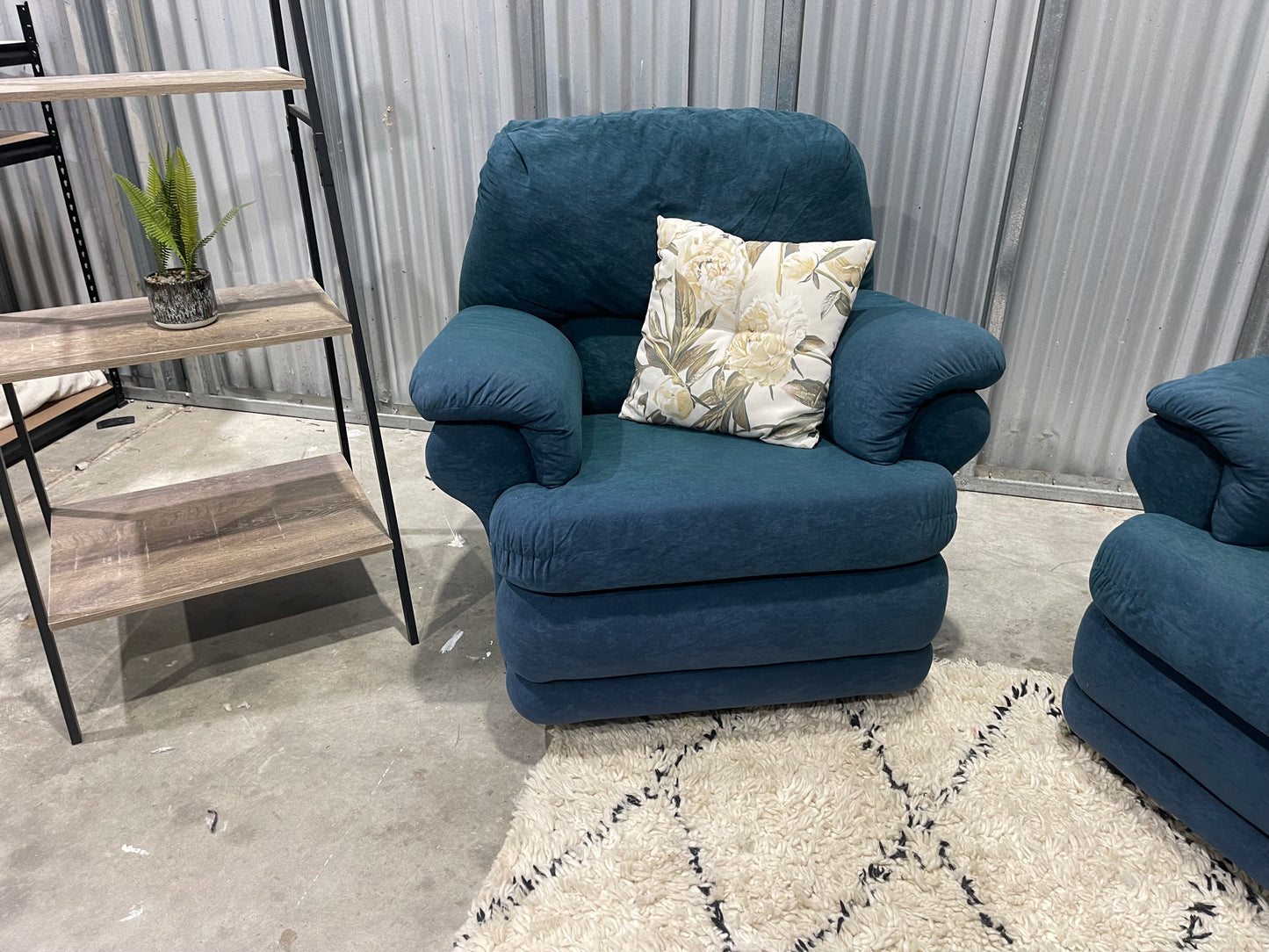 Great Condition - Velvet Green Colour - JOHN YOUNG BRANDED - 3 + 1 + 1 Seater Recliner Lounge Suite