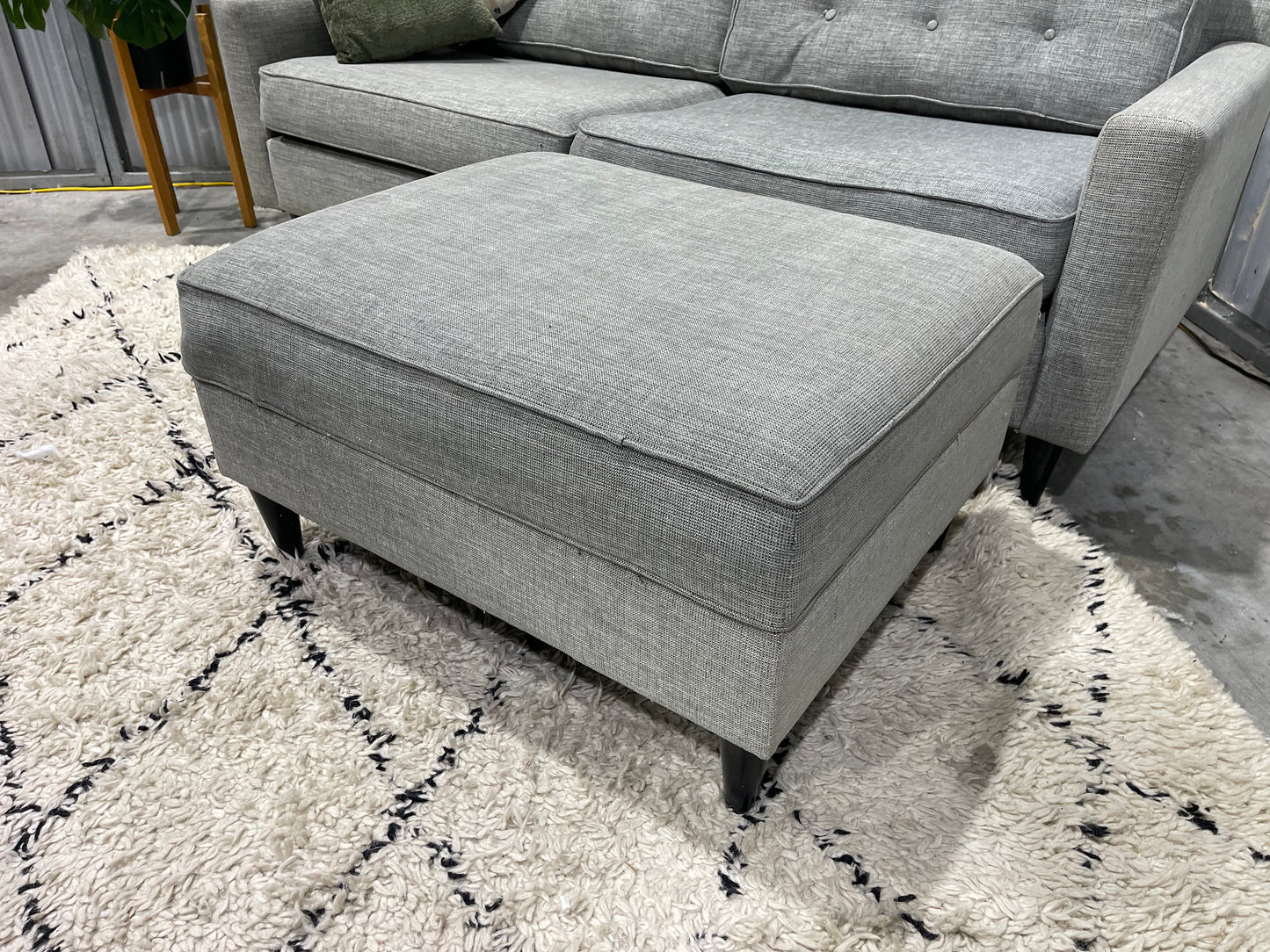 Excellent Condition
- WARWICK FABRIC - NZ Made - Stone Gray Colour - 3 Seater + Storage Ottoman Set