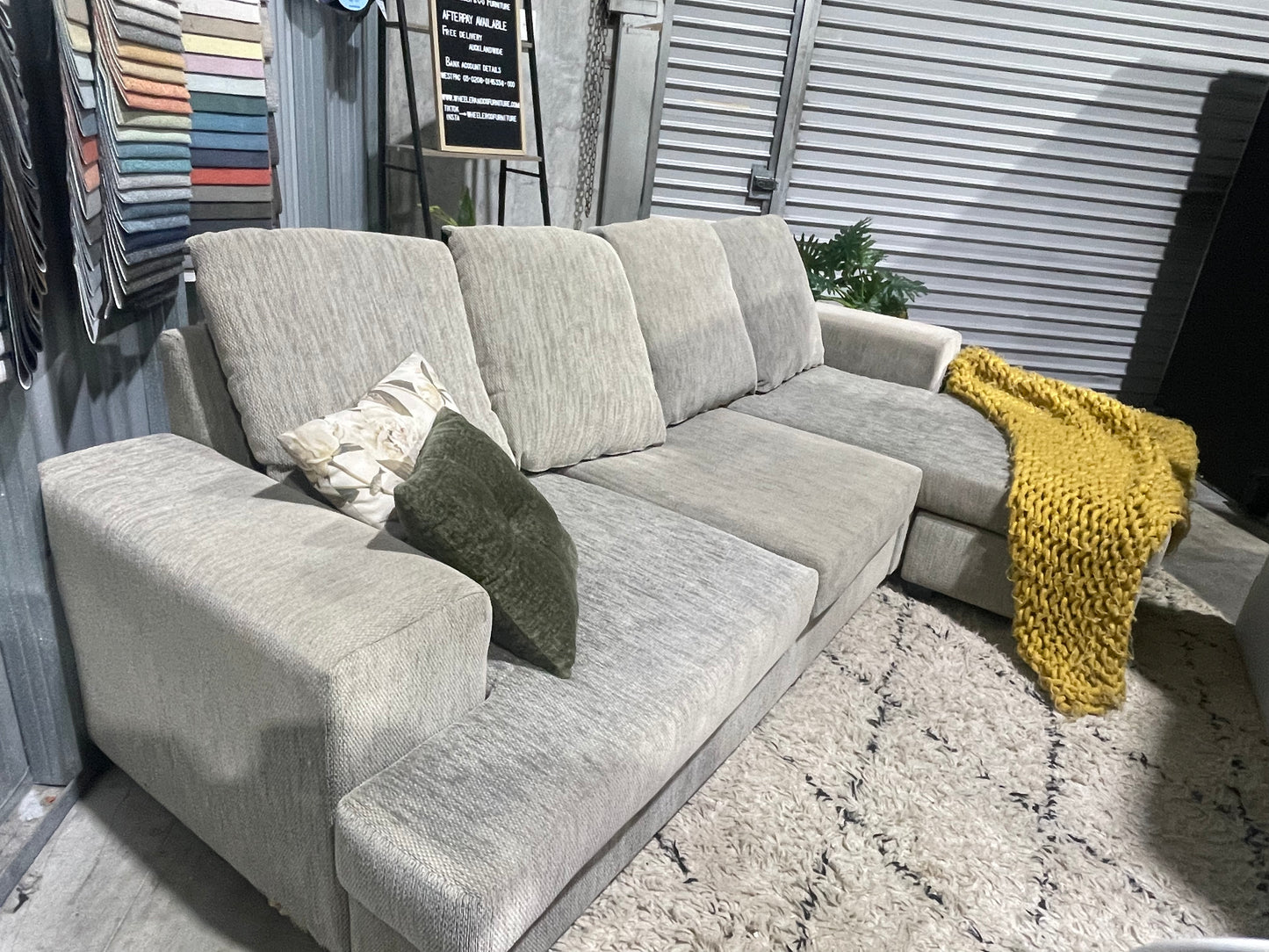 NZ MADE L SHAPE WITH REVERSIBLE CHAISE + WAIKATO DELIVERY