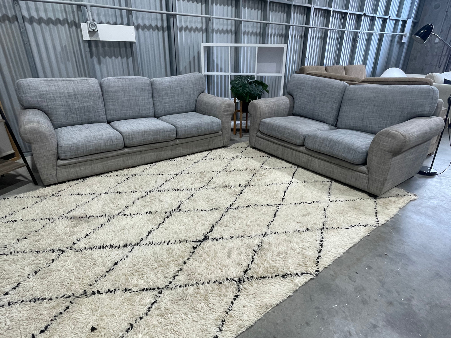 Great Condition Quilted Fabric - SIBA DESIGN BRANDED - 2 + 3 Seater Lounge Suite