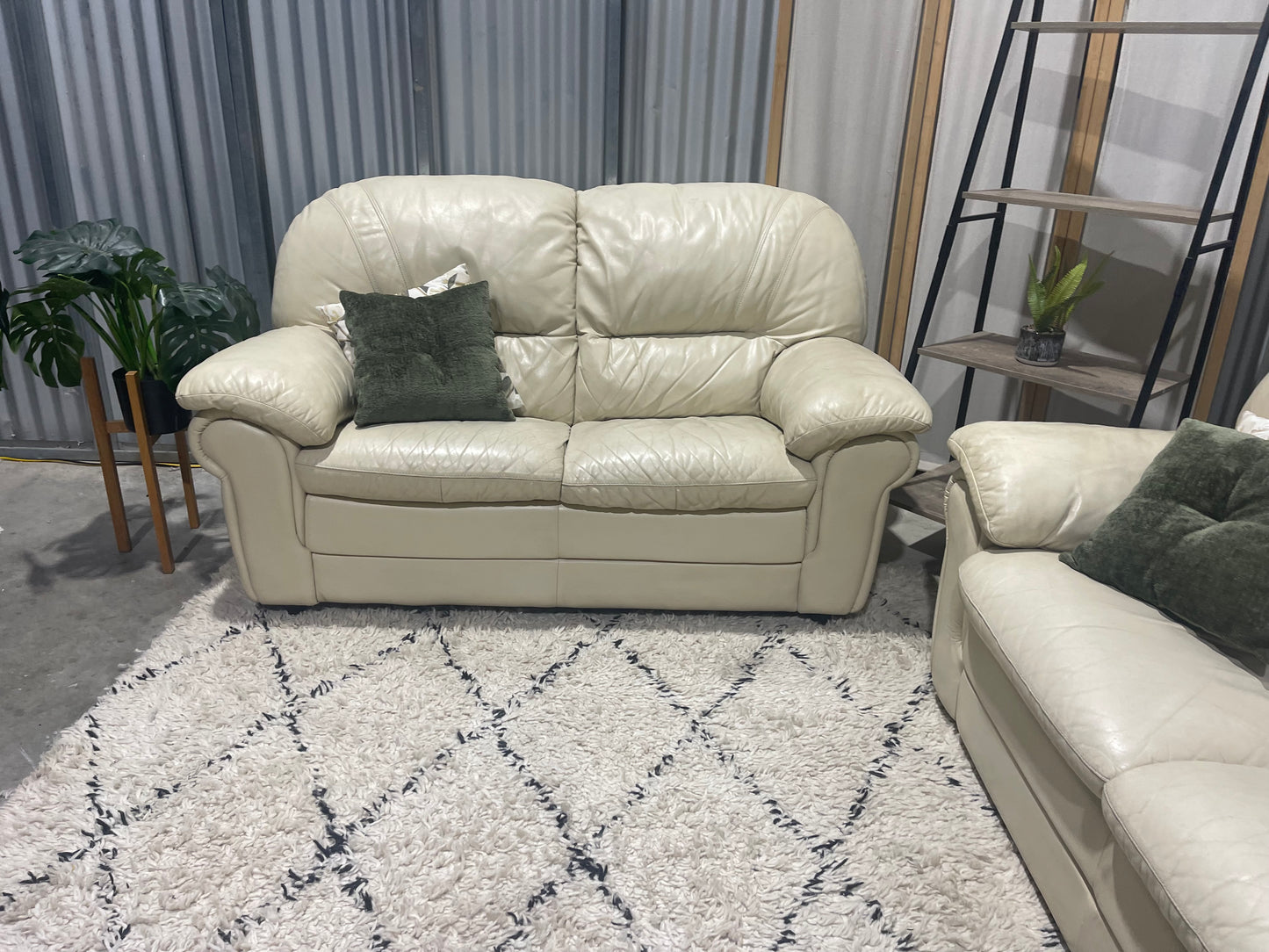 Great Condition - FARMERS BRANDED - Natural Cream Colour - 3 + 2 Seater Lounge Suite