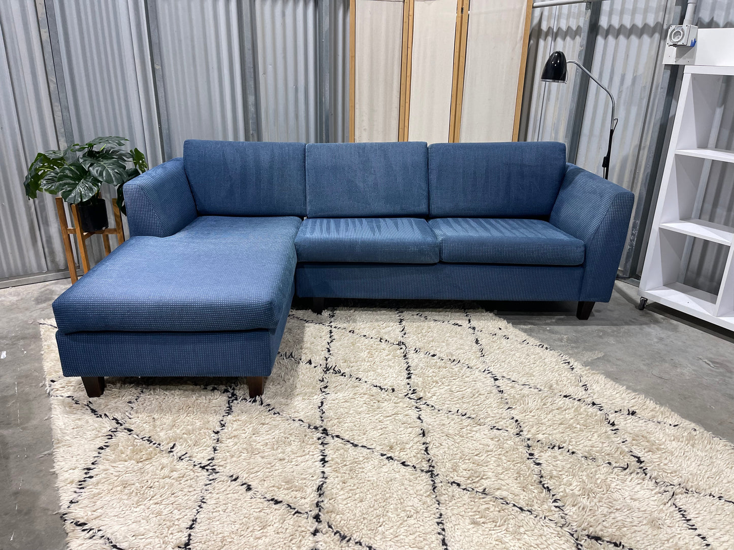 Excellent Condition - Ocean Blue Colour - FREEDOM BRANDED - 3 Seater L Shape Sofa