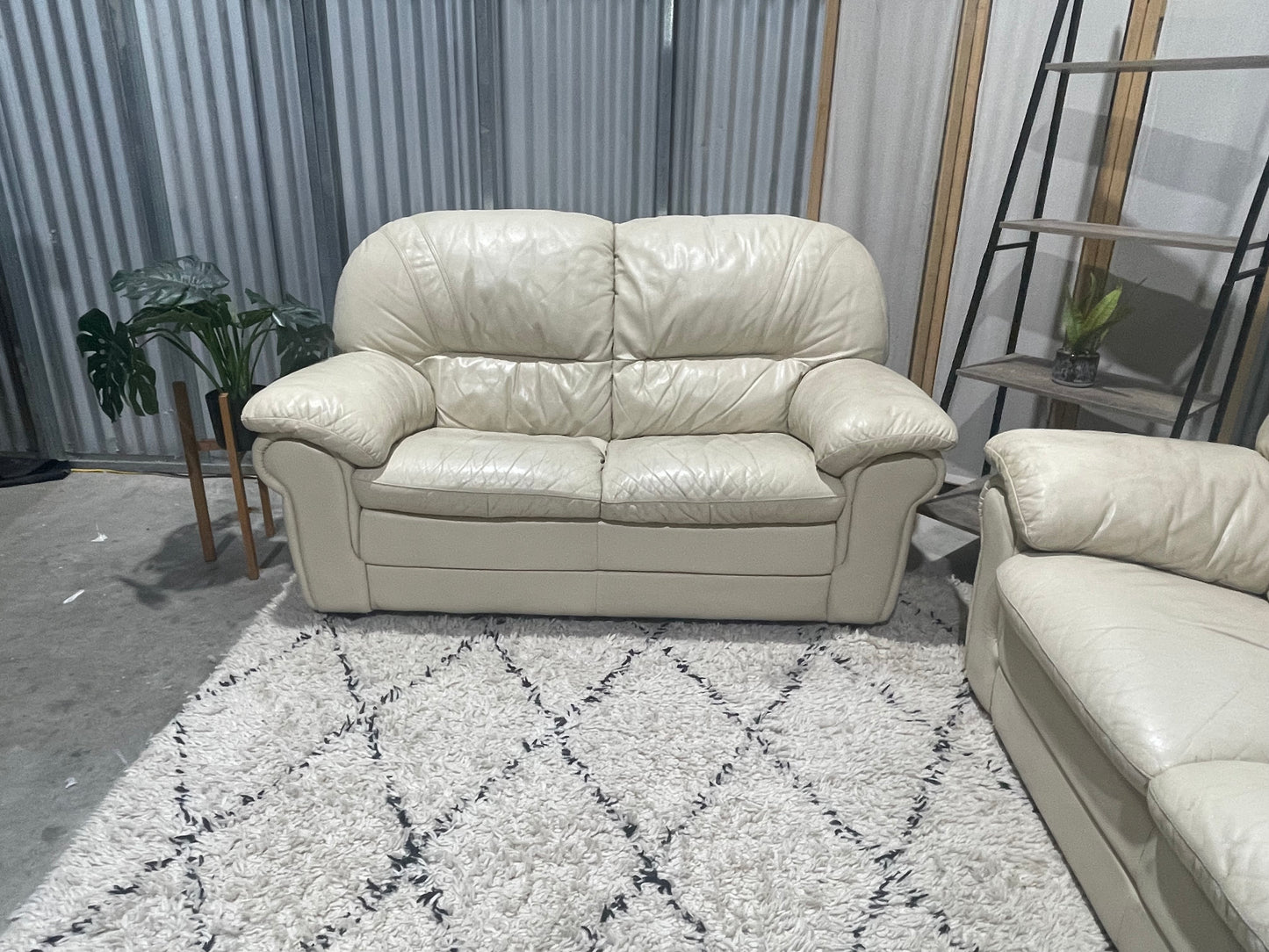 Great Condition - FARMERS BRANDED - Natural Cream Colour - 3 + 2 Seater Lounge Suite