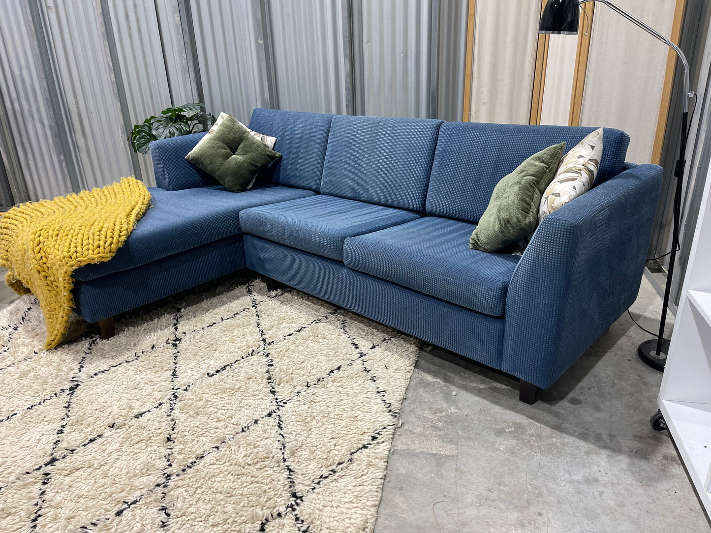 Excellent Condition - Ocean Blue Colour - FREEDOM BRANDED - 3 Seater L Shape Sofa