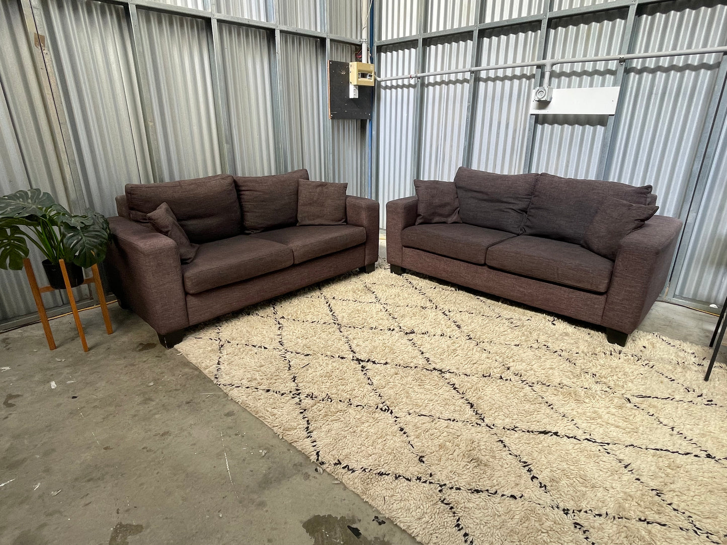 Excellent Condition - NZ Made Charcoal Colour - 2.5 + 2.5 Seater Lounge Suite