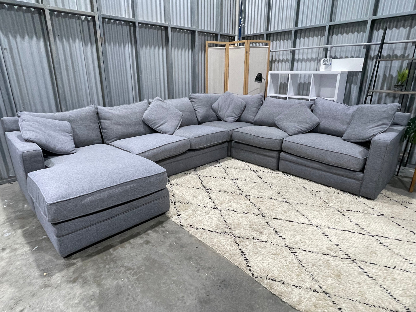 Excellent Condition - FREEDOM BRANDED - Feather Down - Stone Gray Colour - 6.5 Seater Modular Corner Lounge Suite (!!1 of 5 Modular Units only!!)