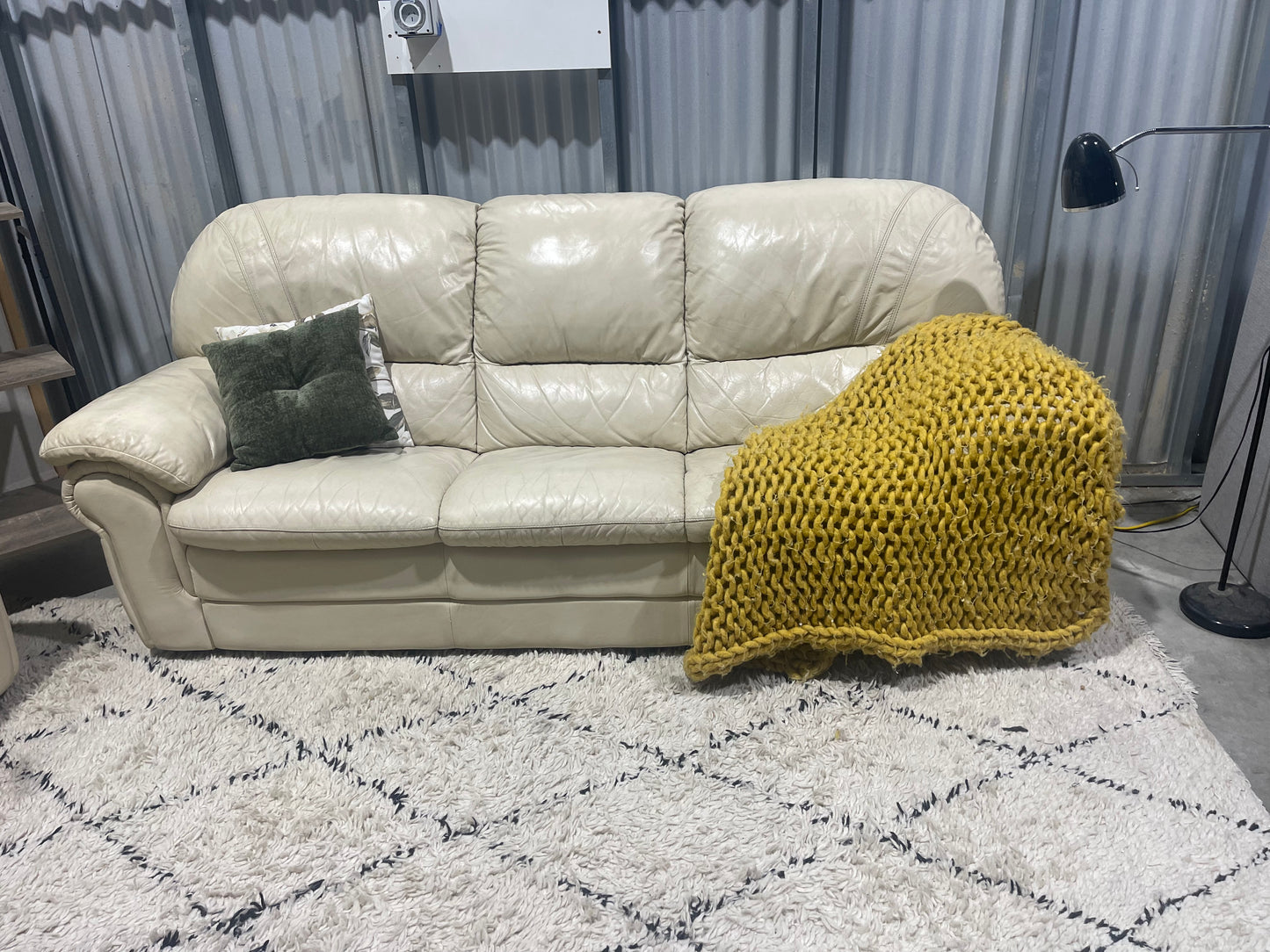 Great Condition - FARMERS BRANDED - Natural Cream Colour - 3 + 2 Seater Lounge Suite