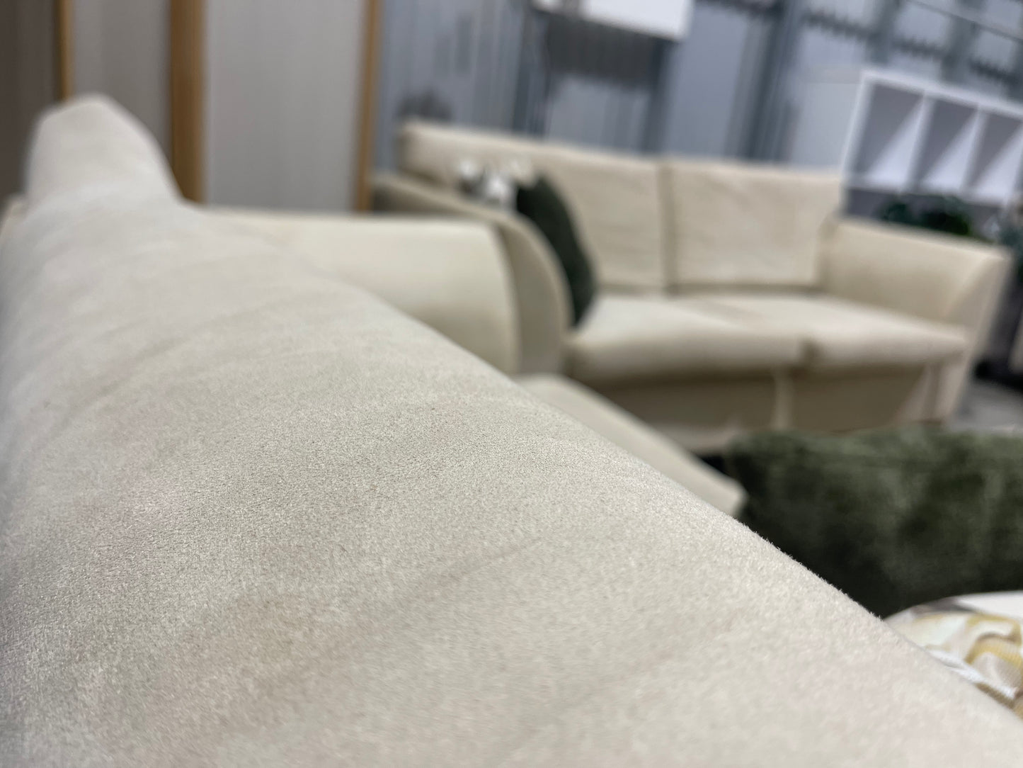 Excellent Condition - NZ MADE - Cream Colour Suede Look - 2 + 3 Seater Lounge Suite