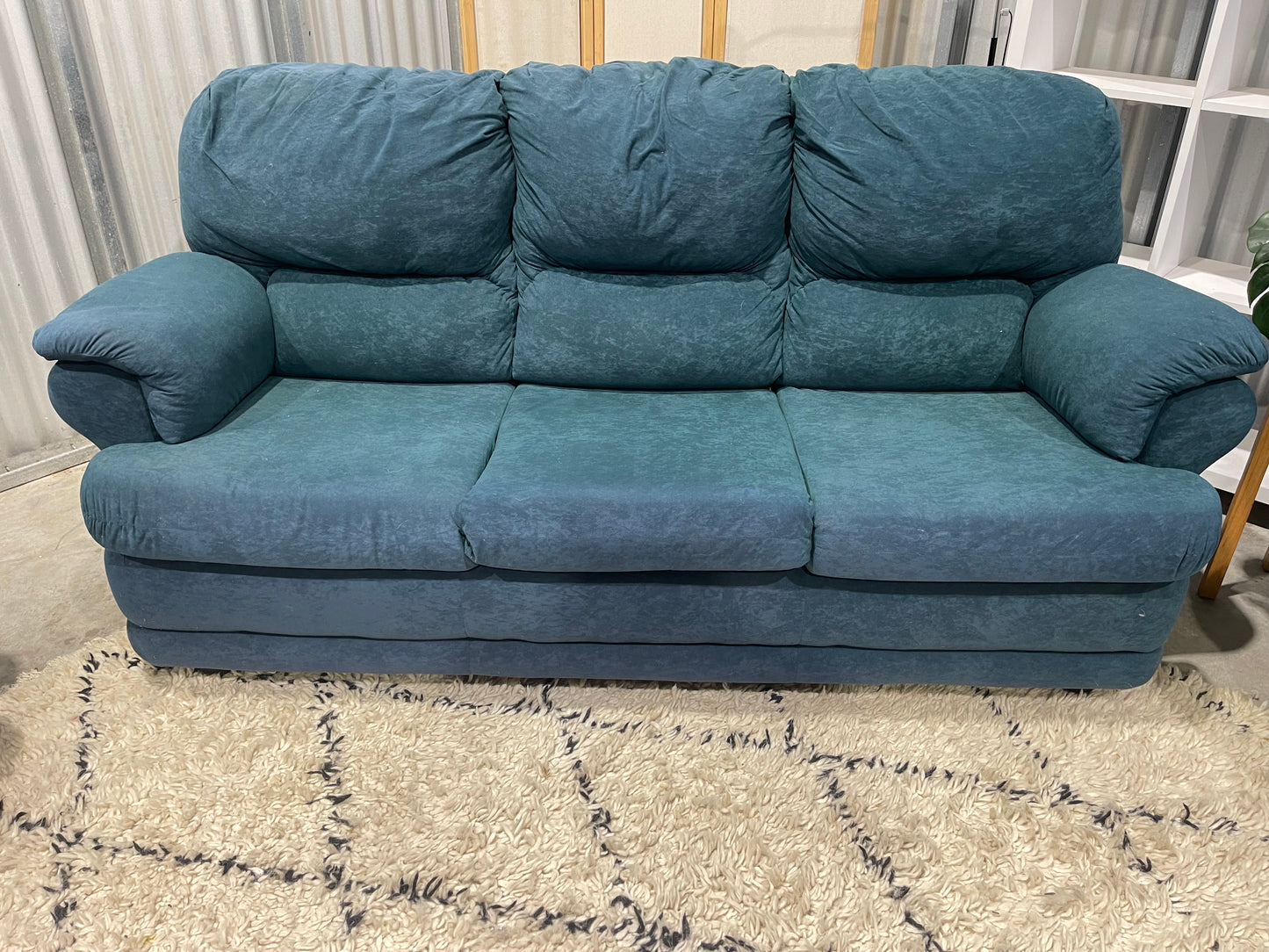 Great Condition - Velvet Green Colour - JOHN YOUNG BRANDED - 3 + 1 + 1 Seater Recliner Lounge Suite