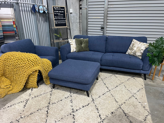 FARMERS 3 SEATER + SINGLE CHAIR + OTTOMAN