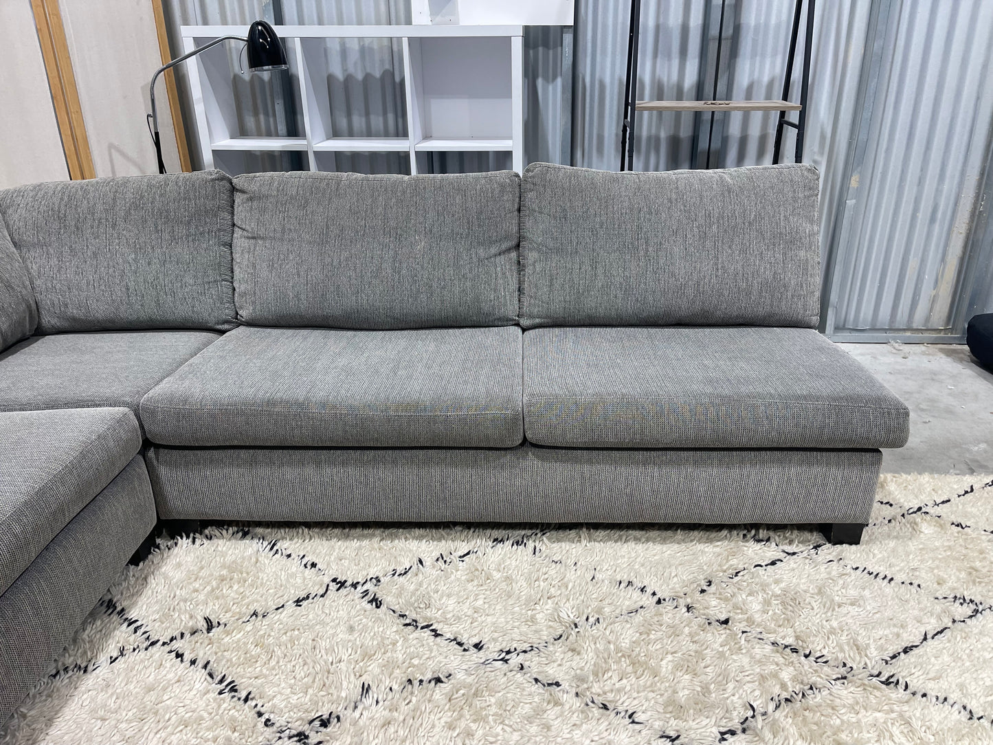 Excellent Condition - NZ Made - Stone Gray Colour - 5 Seater Modular Corner Lounge Suite + Ottoman