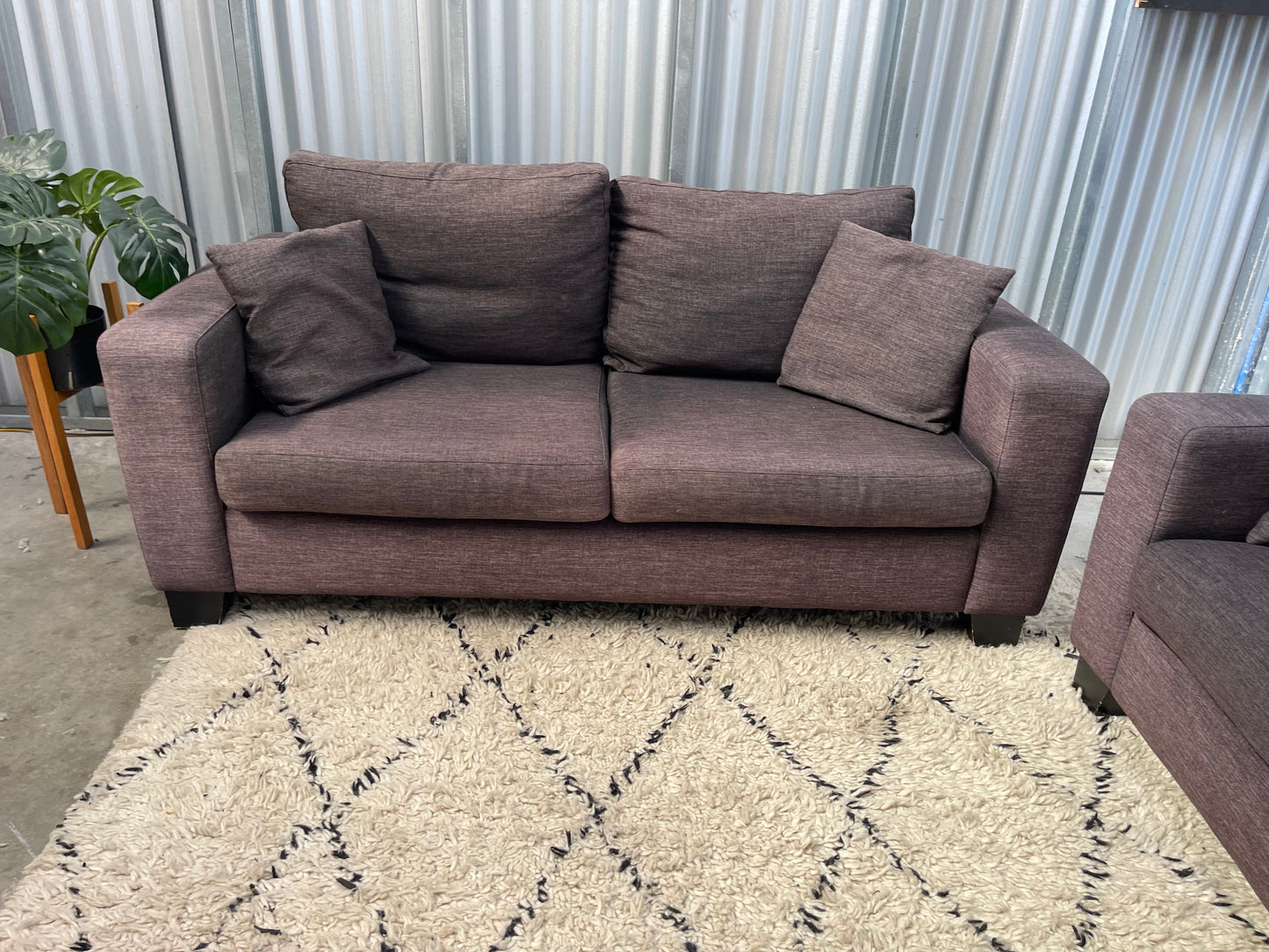 Excellent Condition - NZ Made Charcoal Colour - 2.5 + 2.5 Seater Lounge Suite