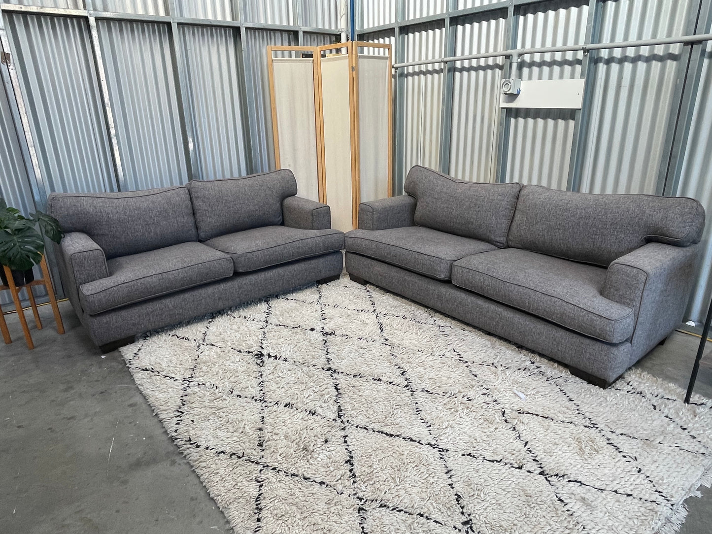 Excellent Condition - FARMERS BRANDED LUCA MAX - Charcoal Colour - 3.5 + 2.5 Seater Lounge Suite