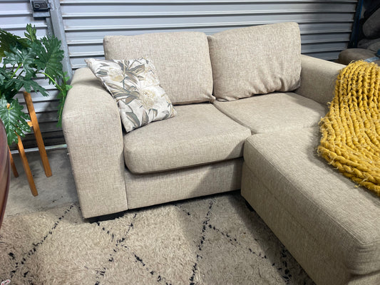 HARVEY NORMAN 2 SEATER + OTTOMAN LOUNGE SUITE