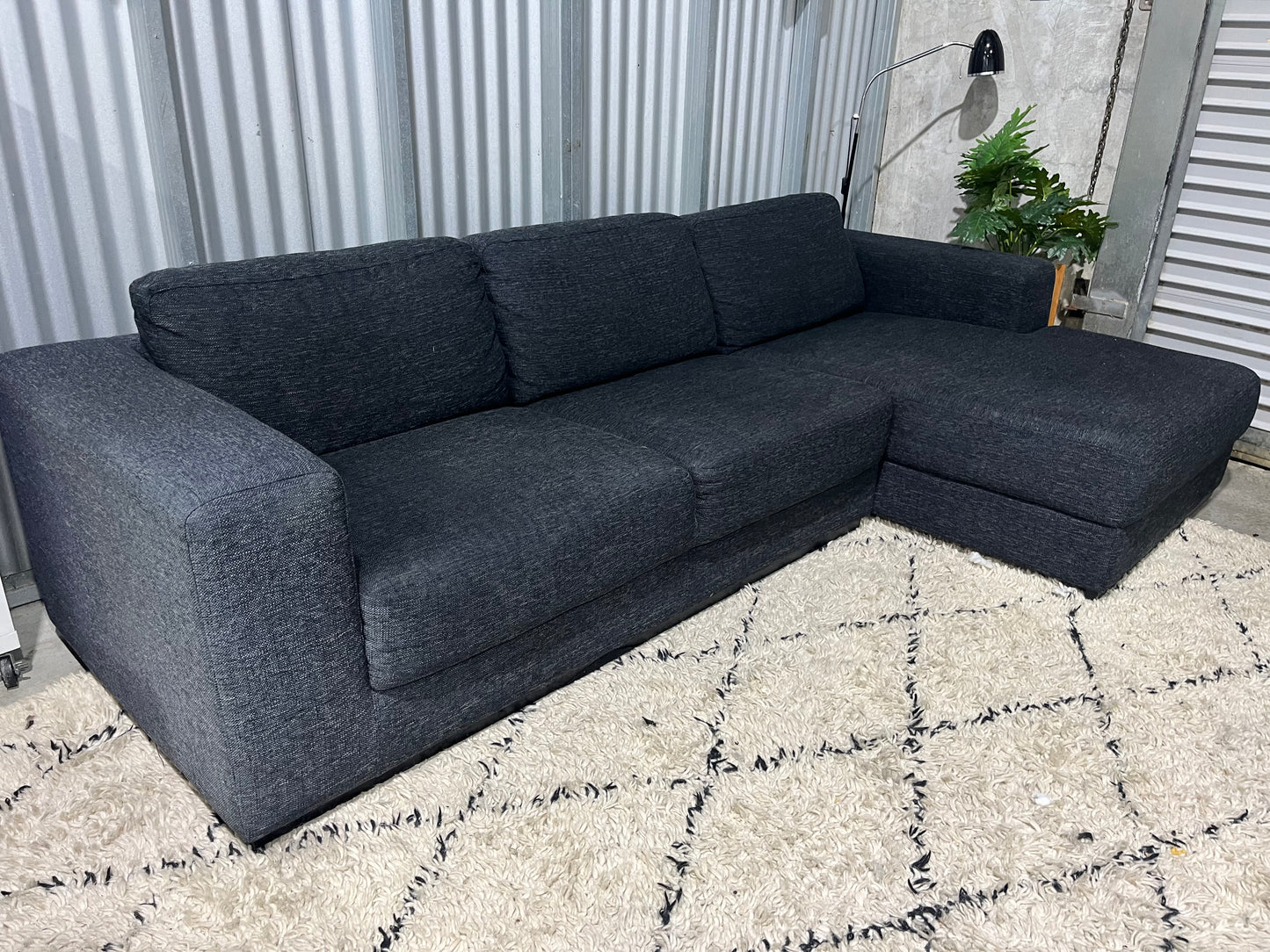 Harvey Norman Charcoal Black L Shape