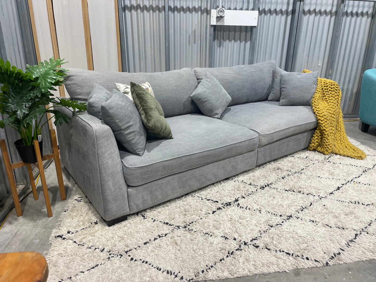 Excellent Condition - Stone Gray Colour - JOHN YOUNG BRANDED - 3.5 Seater Modular Lounge Sofa