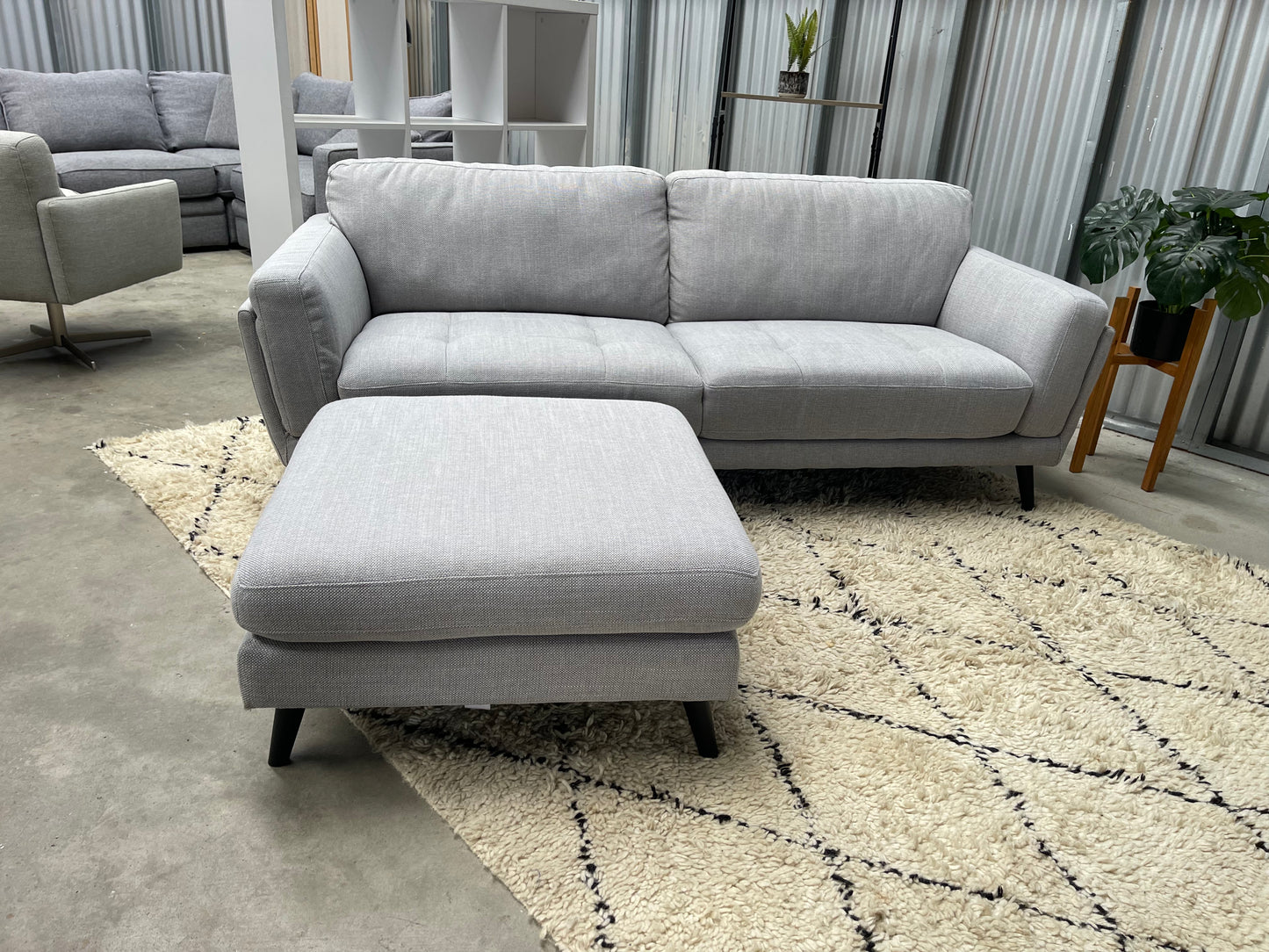 Excellent Condition - Stone Gray Colour - FARMERS HENDRIX BRANDED - 3 Seater + Ottoman