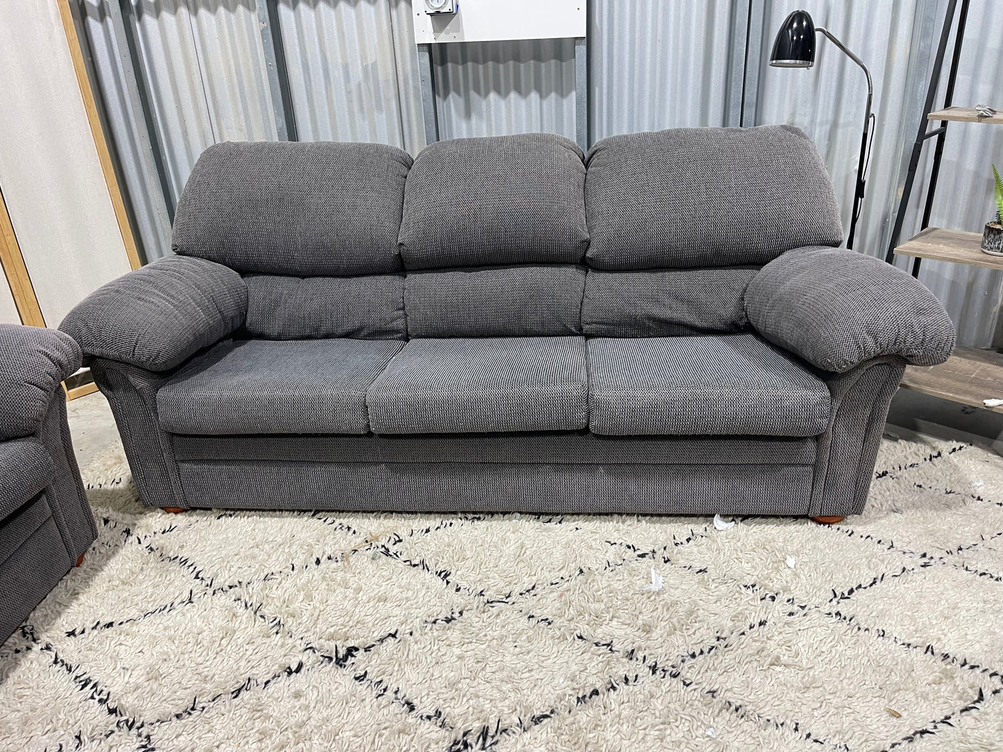 Excellent Condition - Stone Gray Colour - HARVEY NORMAN BRANDED - 2 + 3 Seater Lounge Suite