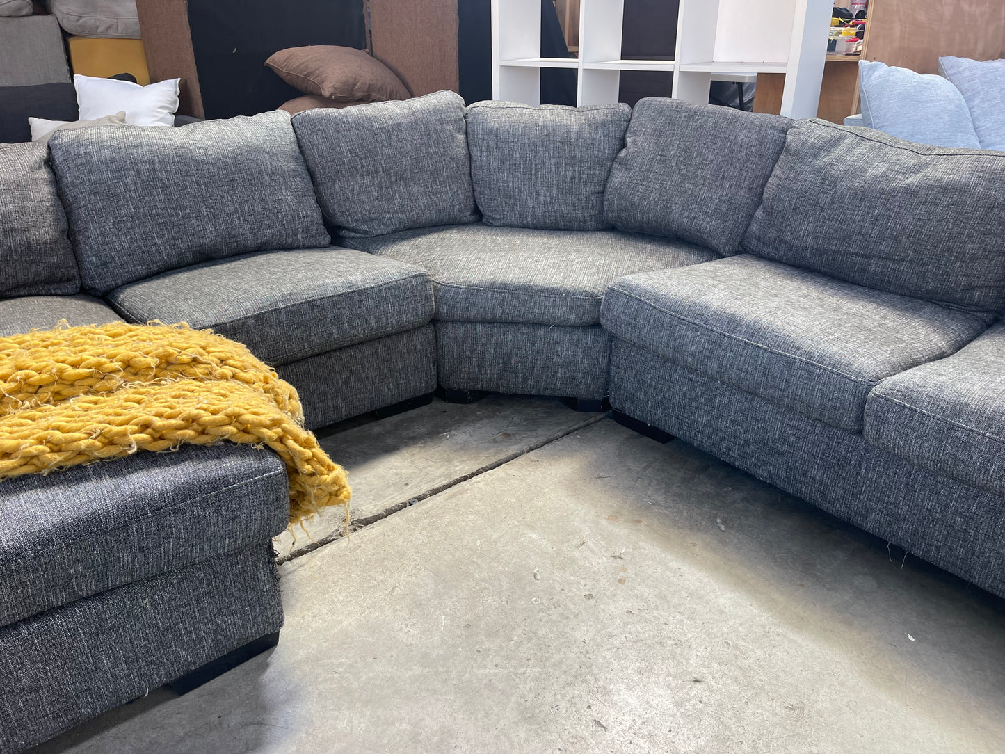 6 seater corner with chaise + ottoman