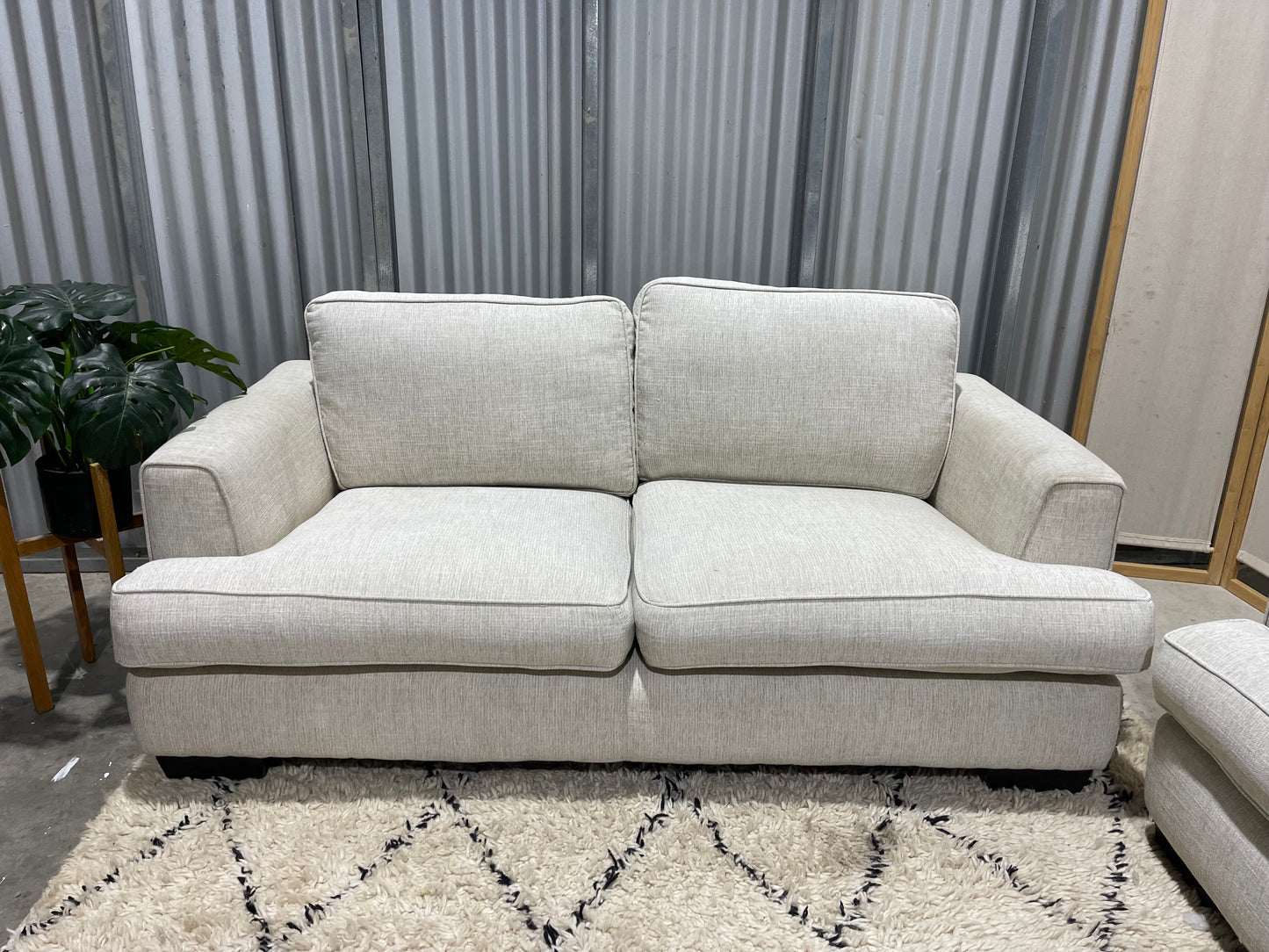 Excellent Condition - FARMERS BRANDED LUCA MAX - Coffee Cream Coloured - 2 + 3 Seater Lounge Suite