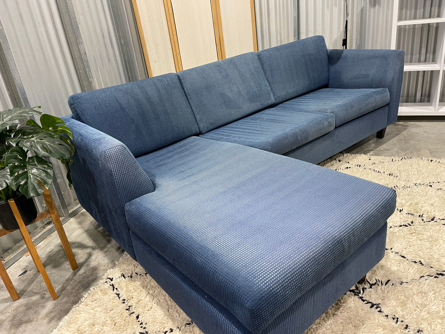 Excellent Condition - Ocean Blue Colour - FREEDOM BRANDED - 3 Seater L Shape Sofa