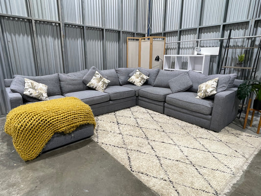 Excellent Condition - FREEDOM BRANDED - Feather Down - Stone Gray Colour - 6.5 Seater Modular Corner Lounge Suite (!!1 of 5 Modular Units only!!)