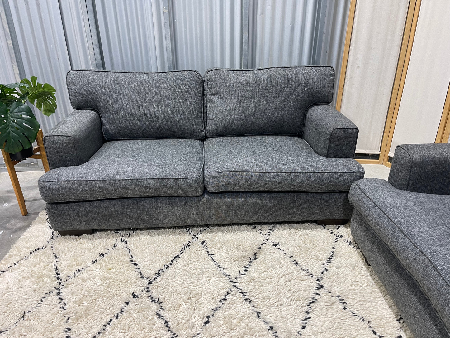 Excellent Condition - FARMERS LUCA BRANDED - Charcoal Black Colour - 2.5 + 3 Seater Lounge Suite