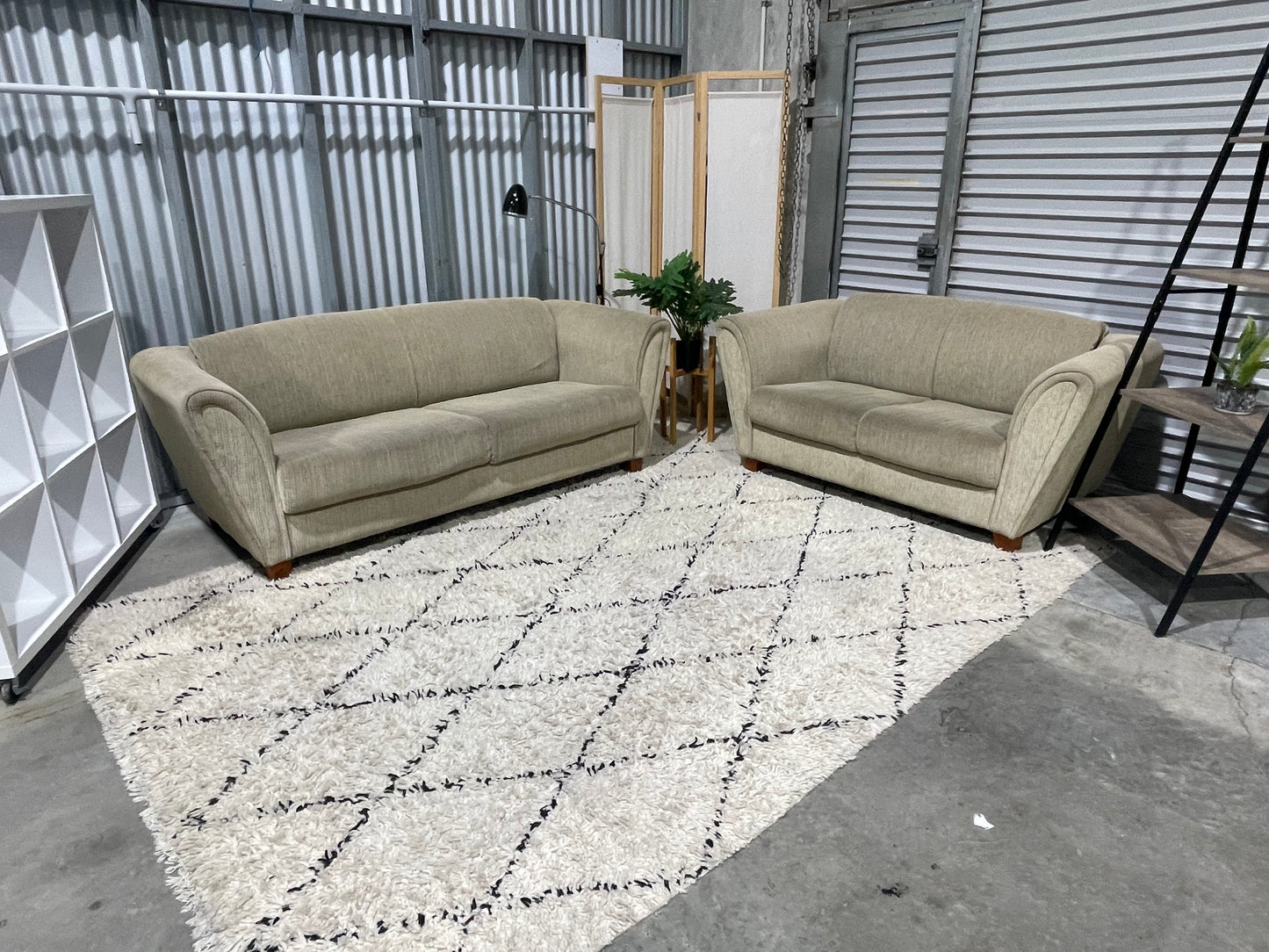 Excellent Condition - Textured Sandstone Colour - DANSKE MOBLIER BRANDED - 2.5 + 2 Seater Lounge suite