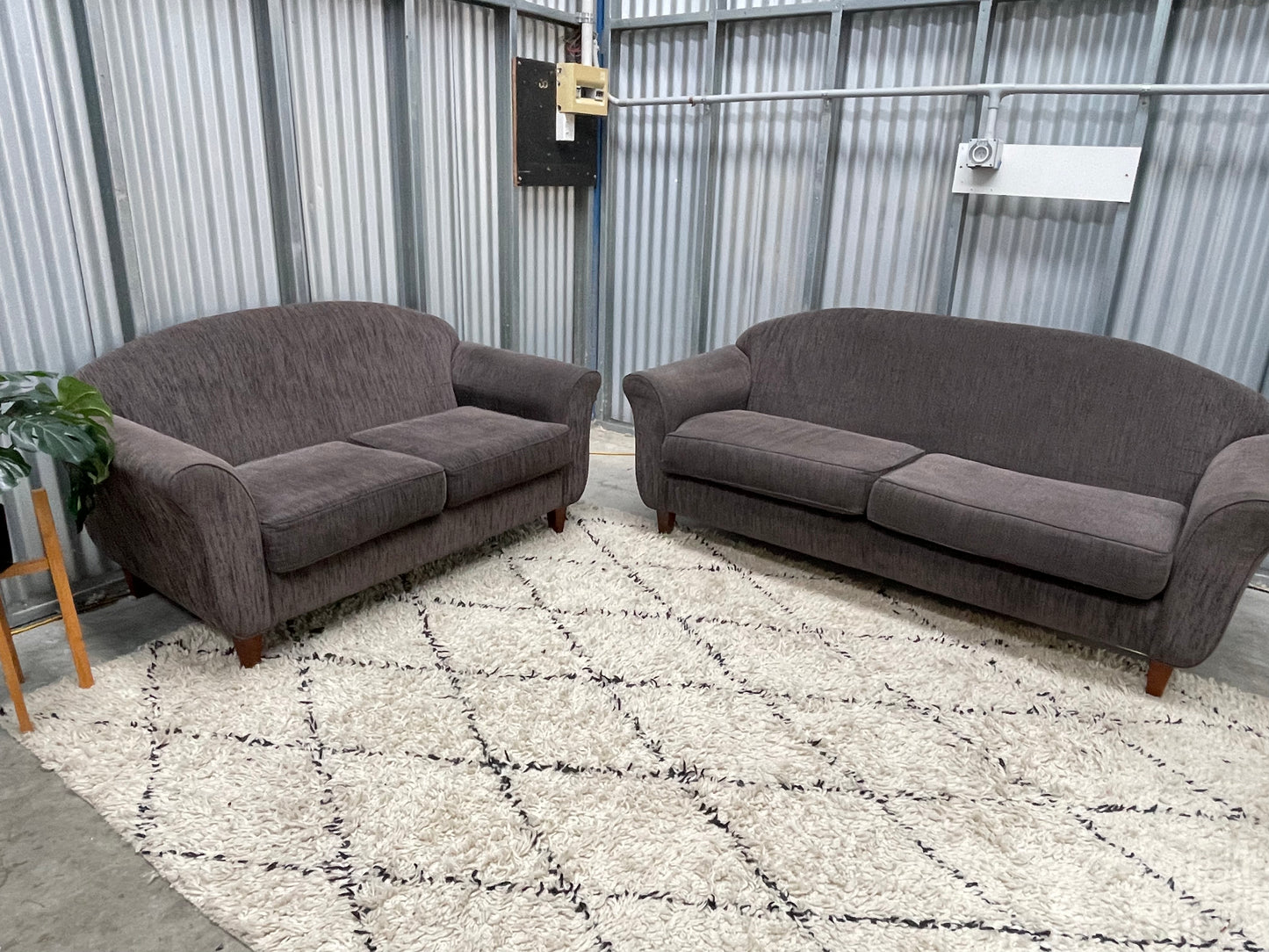 Excellent Condition - MATARO FURNITURE BRANDED - Slate Gray Colour - 3 + 2 Seater Lounge Suite