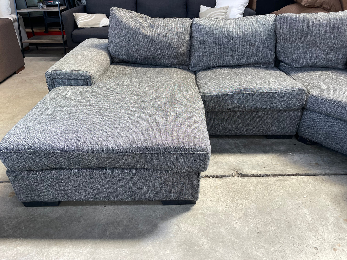 6 seater corner with chaise + ottoman