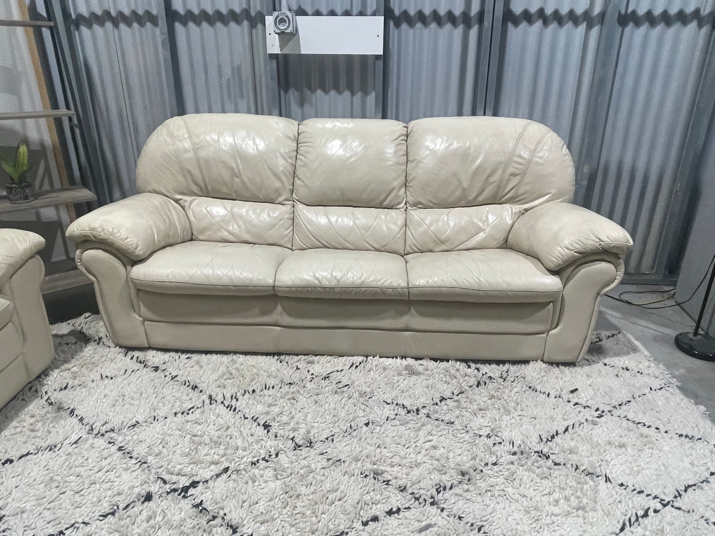 Great Condition - FARMERS BRANDED - Natural Cream Colour - 3 + 2 Seater Lounge Suite