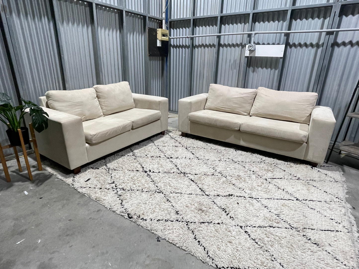 Excellent Condition - NZ Made - WARWICK MACROSUEDE - 3 + 2 Seater Lounge Suite