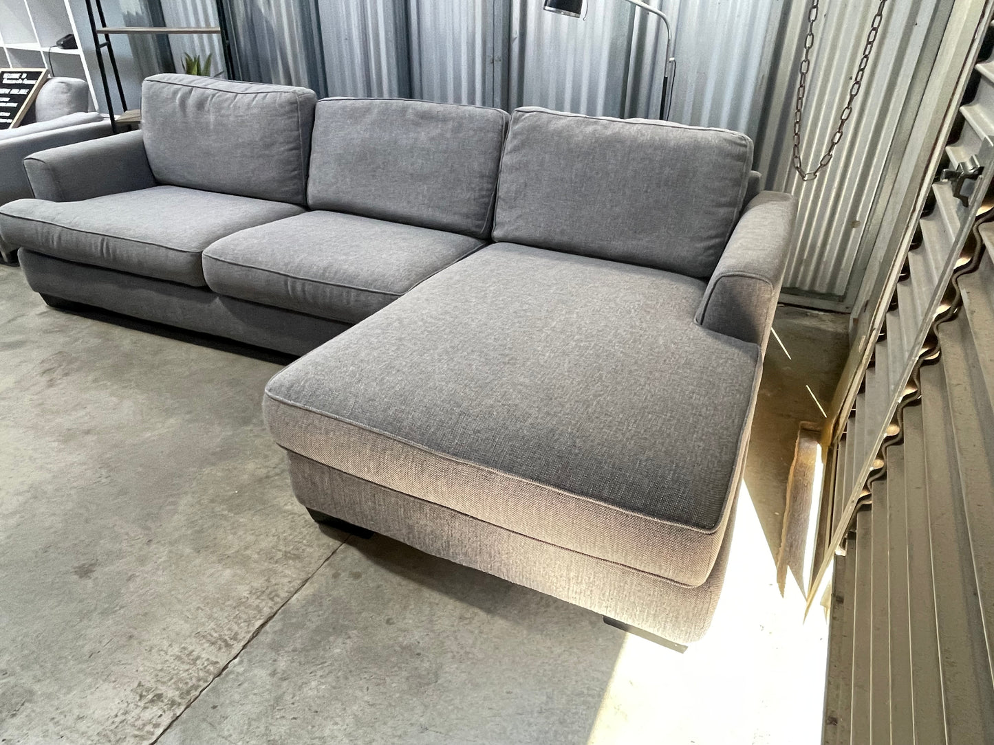 Excellent Condition 
- Cool Gray Colour - FARMERS LUCA MAX BRANDED - 3.5 Seater L Shape Sofa