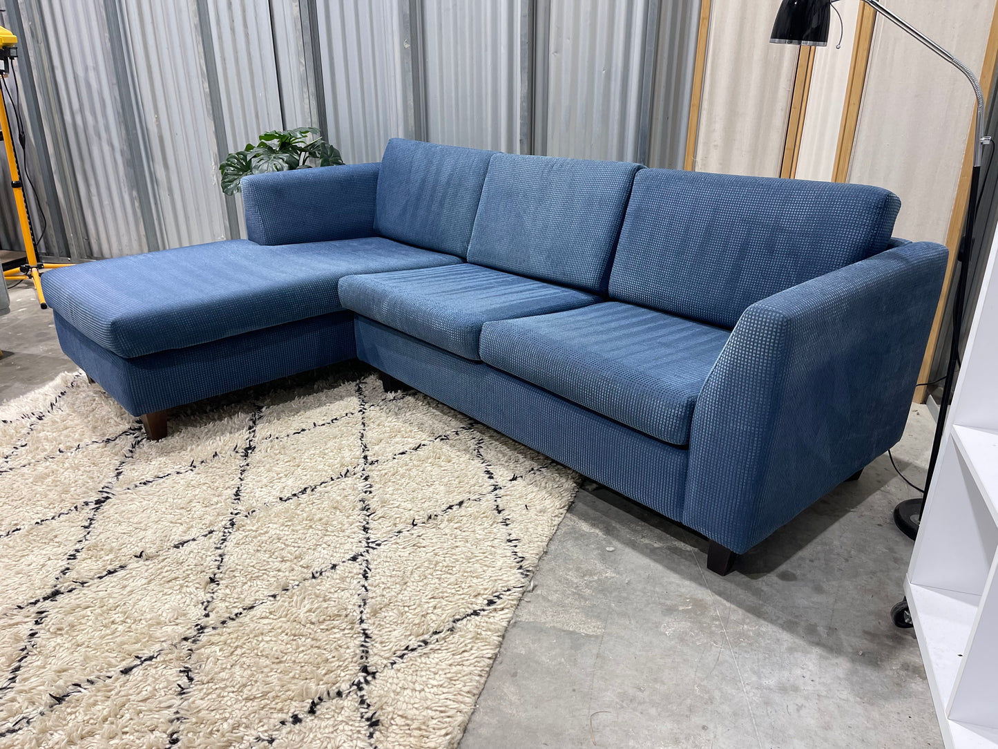 Excellent Condition - Ocean Blue Colour - FREEDOM BRANDED - 3 Seater L Shape Sofa