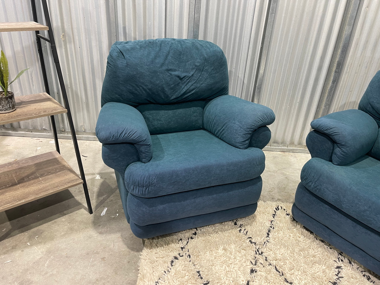 Great Condition - Velvet Green Colour - JOHN YOUNG BRANDED - 3 + 1 + 1 Seater Recliner Lounge Suite