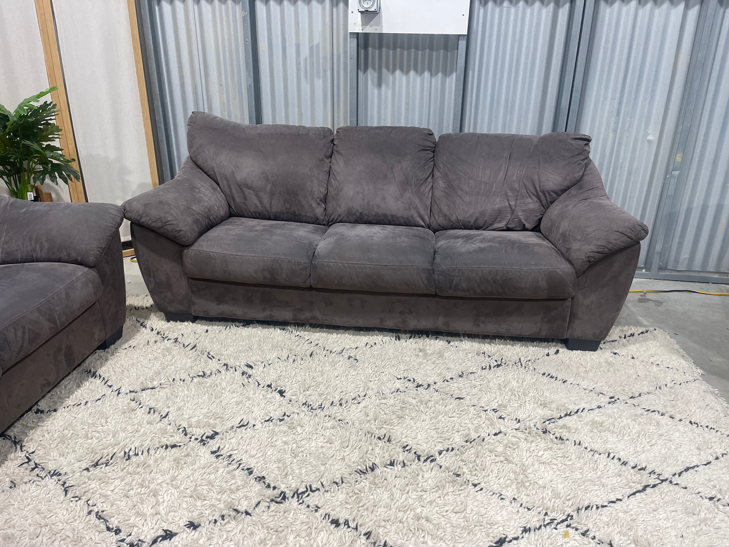 Excellent Condition - LEATHER WORLD BRANDED - SUEDE Woodland Brown Colour - 3 + 2 Seater Lounge Suite