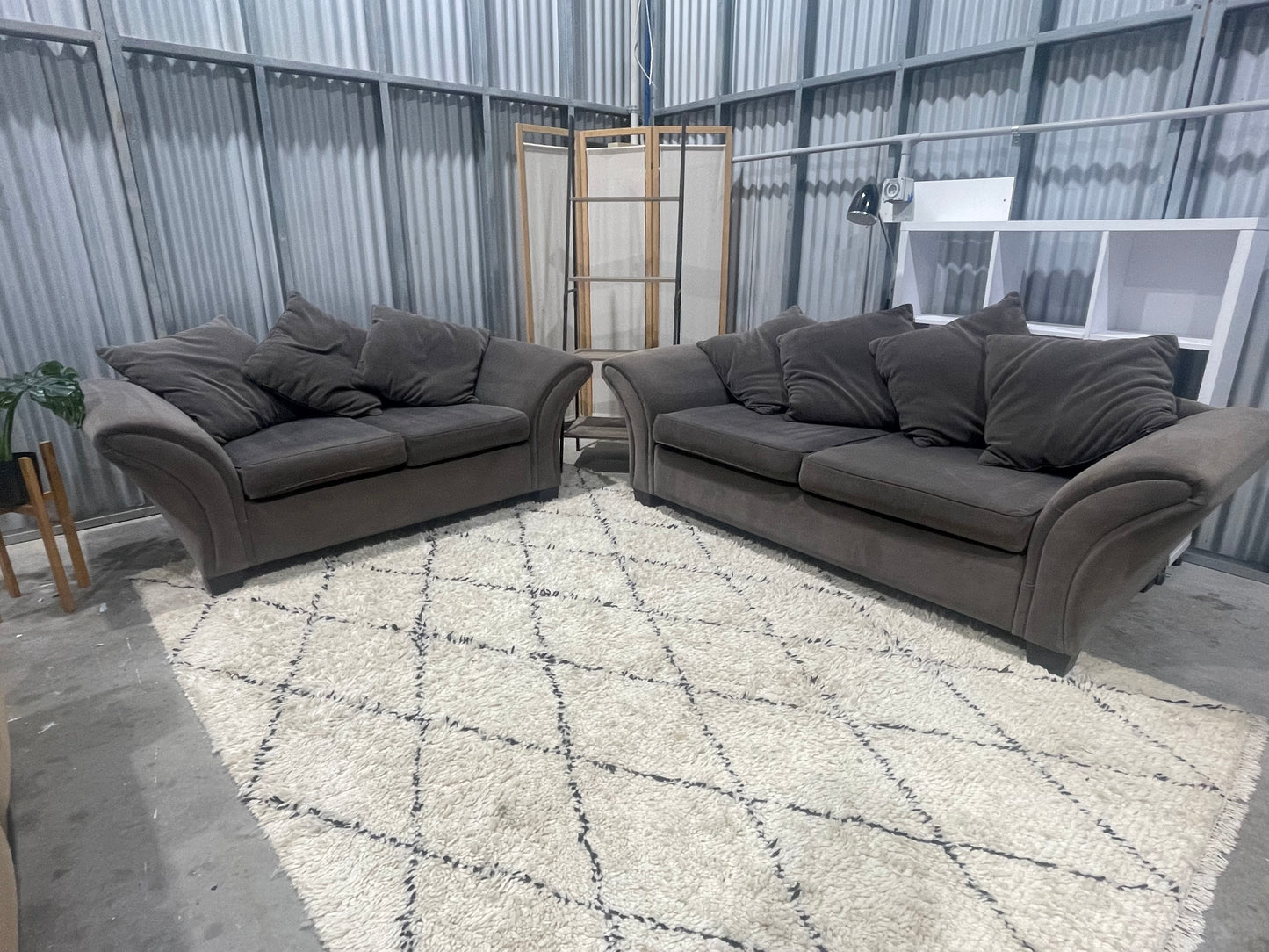 Excellent Condition - Stone Gray Colour - ELEGANT STYLED - 2 + 3.5 Seater Lounge Suite