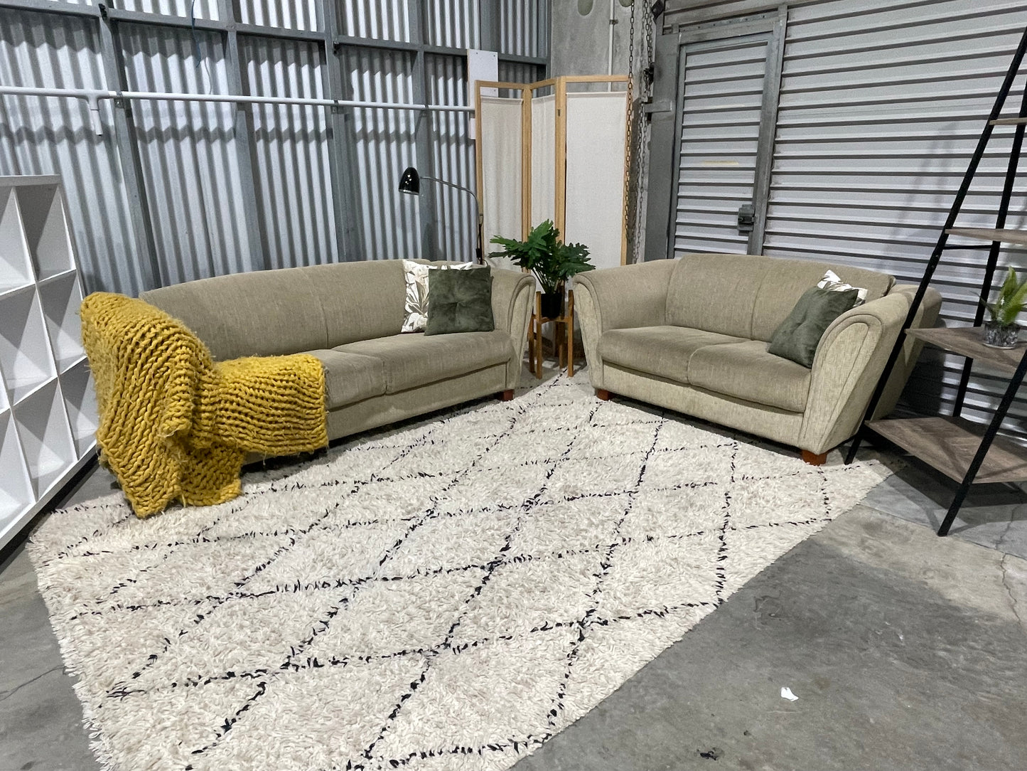 Excellent Condition - Textured Sandstone Colour - DANSKE MOBLIER BRANDED - 2.5 + 2 Seater Lounge suite