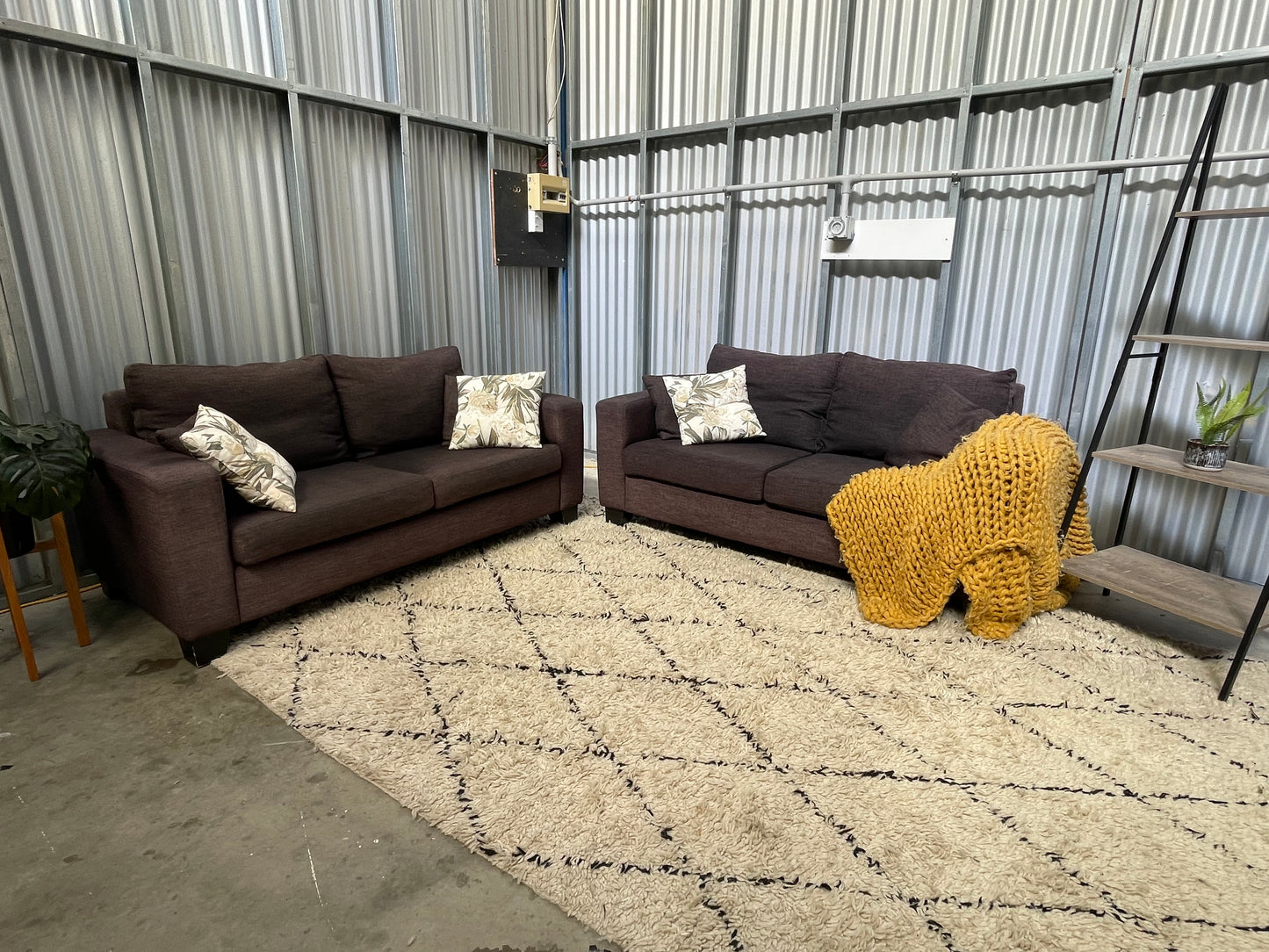 Excellent Condition - NZ Made Charcoal Colour - 2.5 + 2.5 Seater Lounge Suite